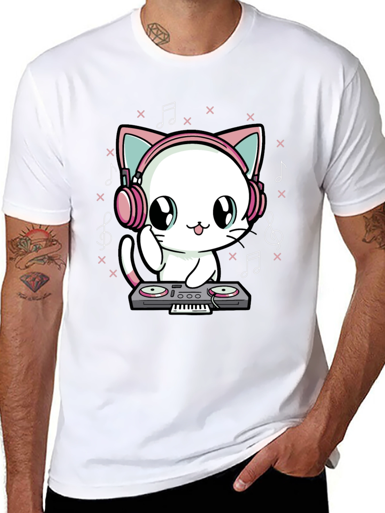 Camiseta Negra DJ Gato Anime