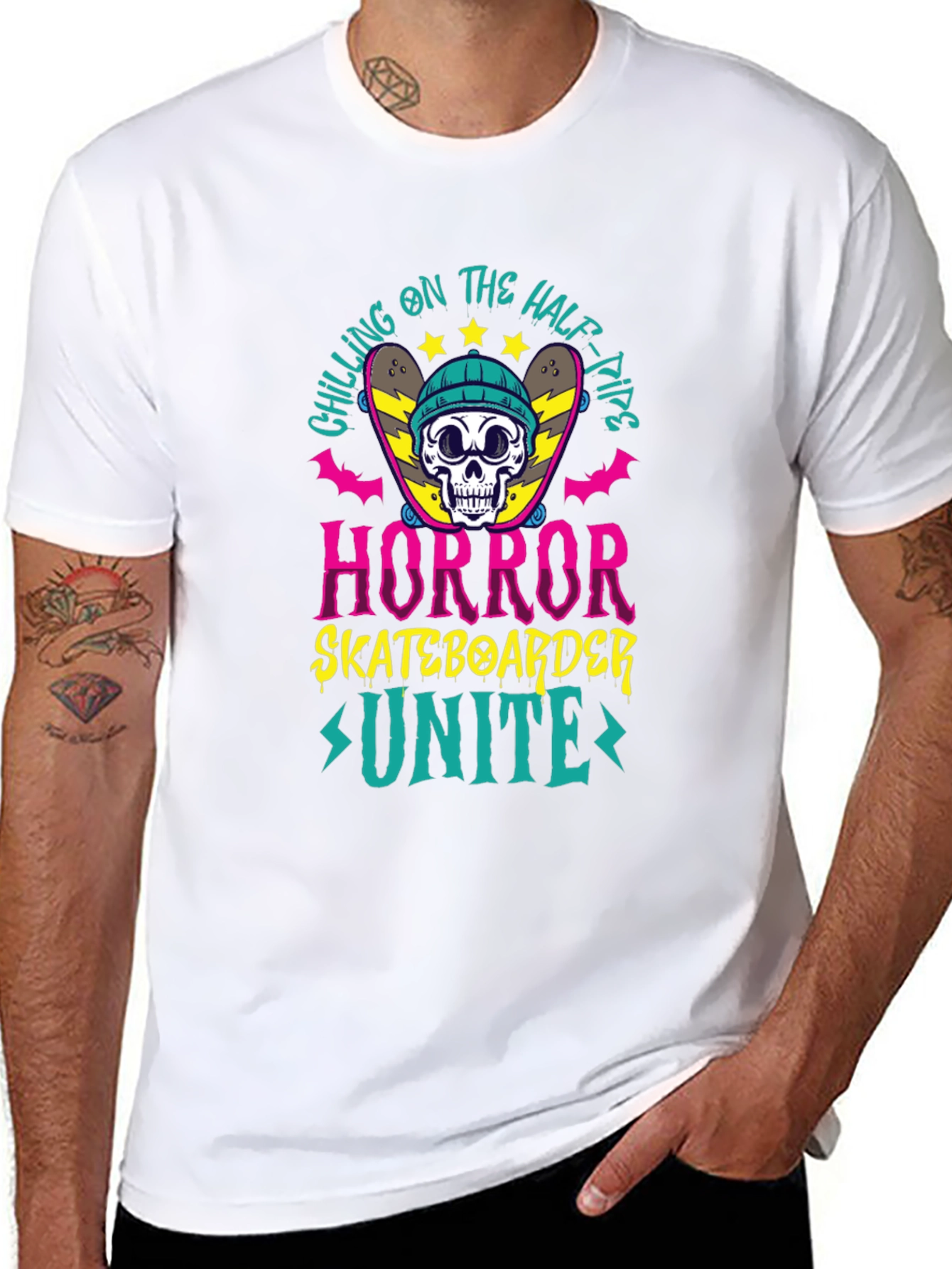 Camiseta Negra Horror Skateboarder Unite
