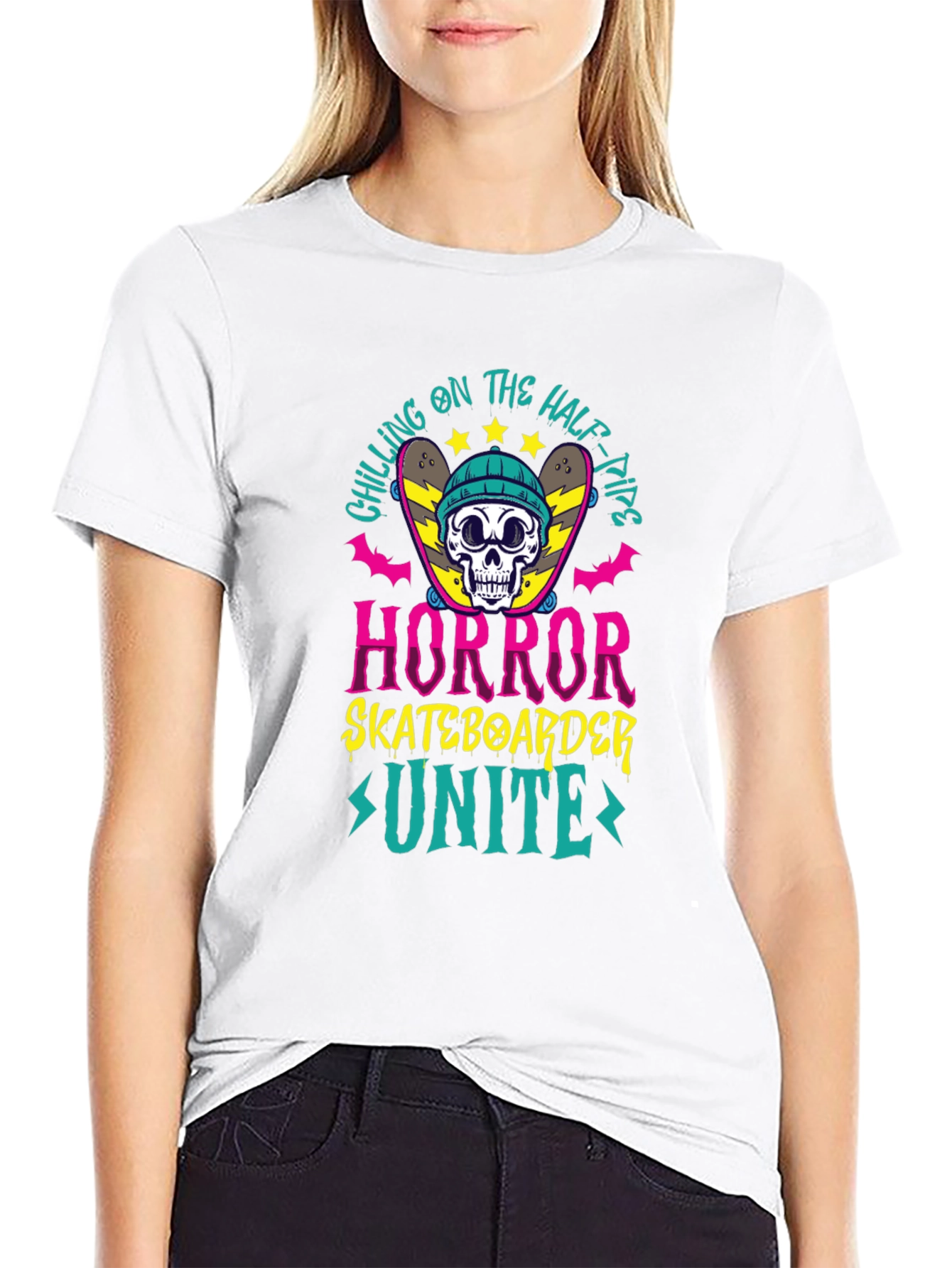 Camiseta Negra Horror Skateboarder Unite