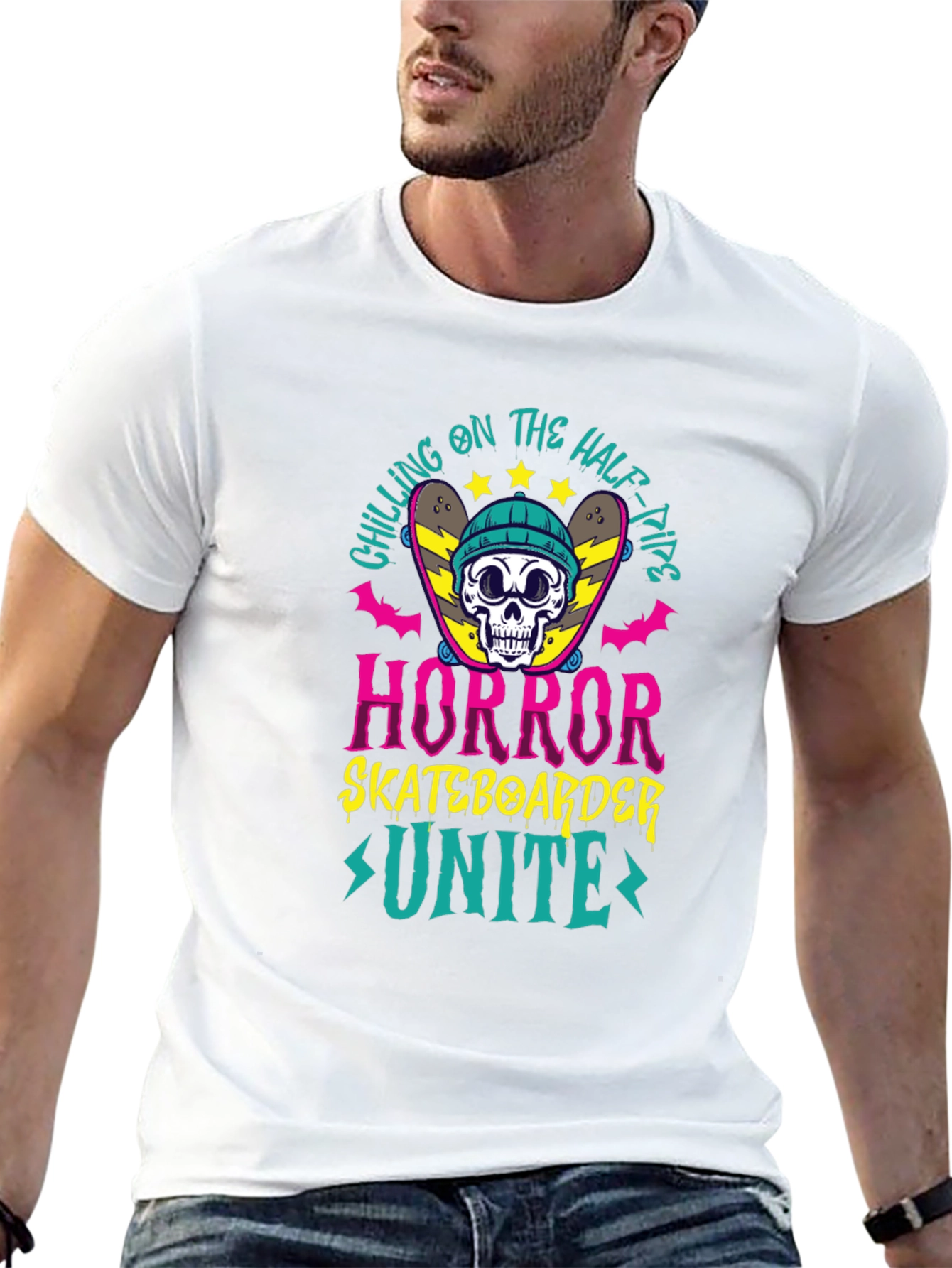 Camiseta Negra Horror Skateboarder Unite