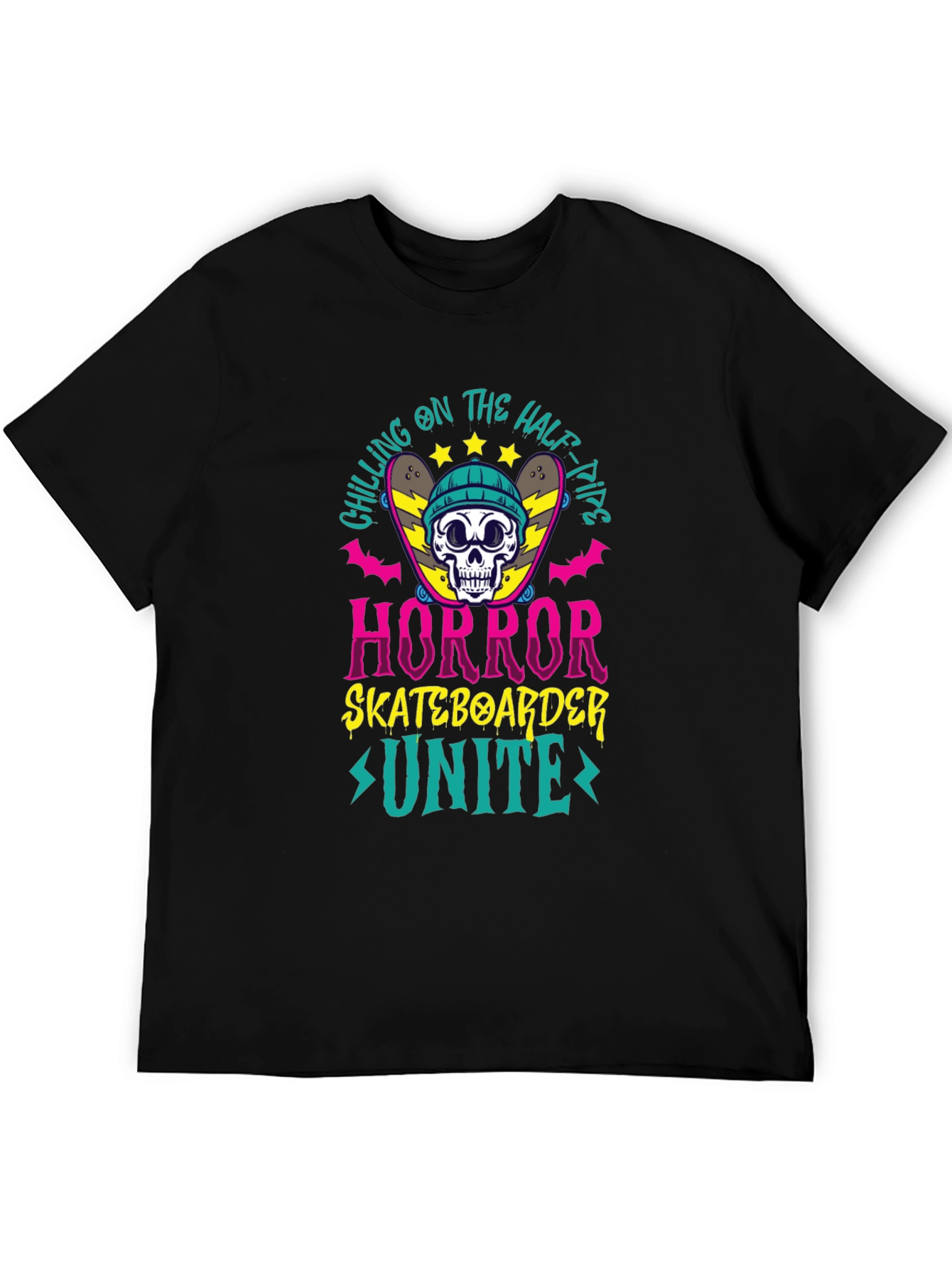 Camiseta Negra Horror Skateboarder Unite