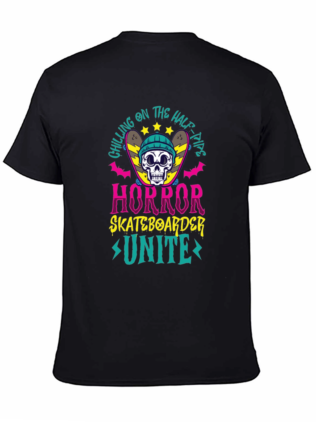 Camiseta Negra Horror Skateboarder Unite