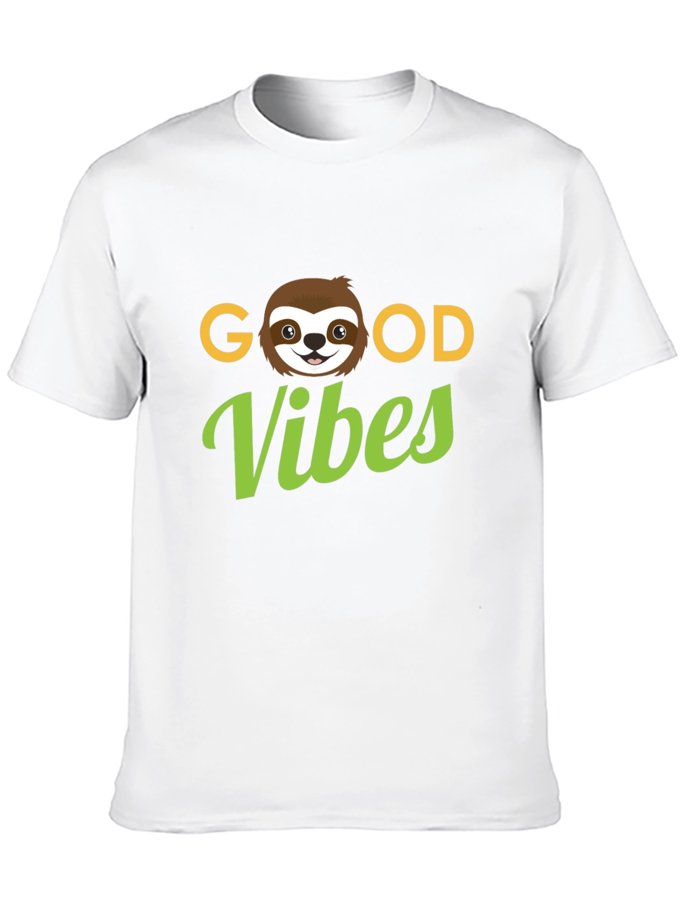 Camiseta Negra Good Vibes con Diseño de Perezoso