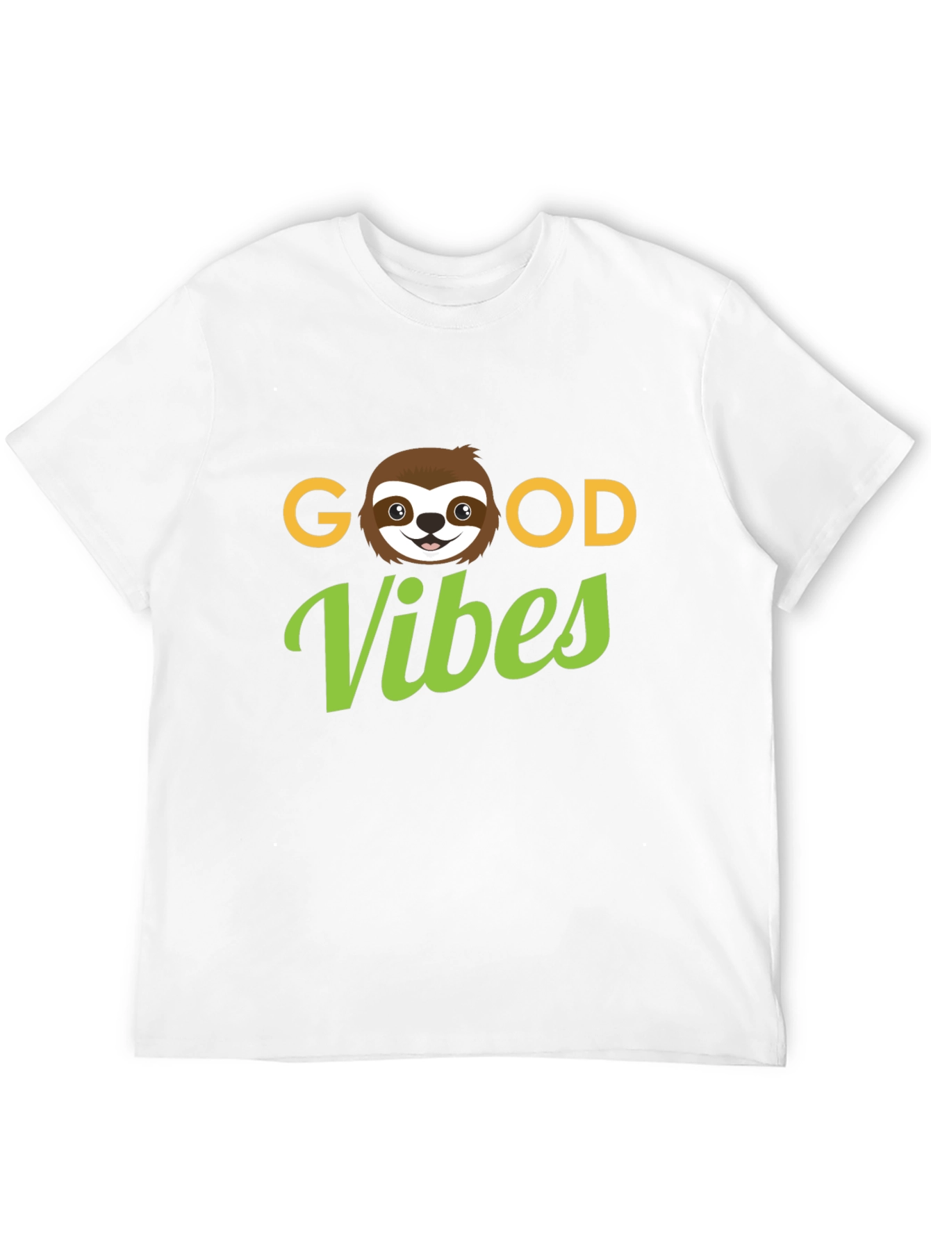 Camiseta Negra Good Vibes con Diseño de Perezoso