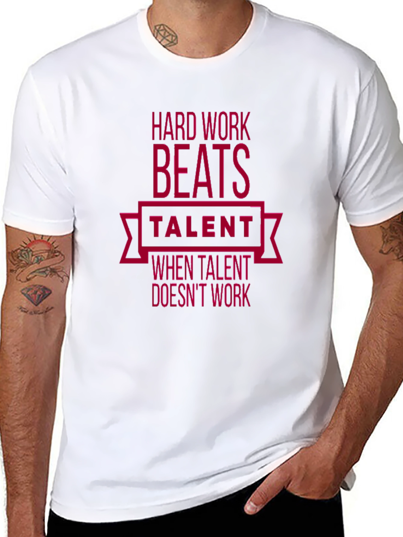 Camiseta Negra Motivacional: Trabajo Duro Vence al Talento