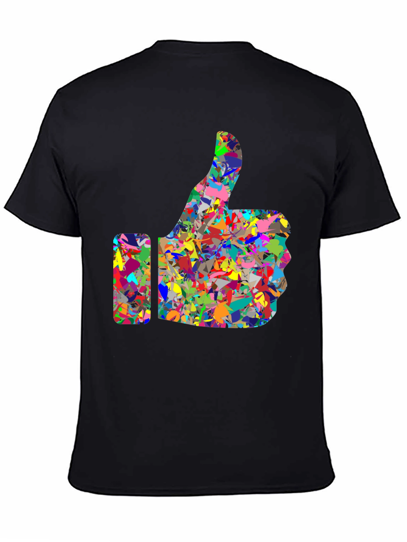 Camiseta Negra con Diseño de Pulgar Arriba Abstracto