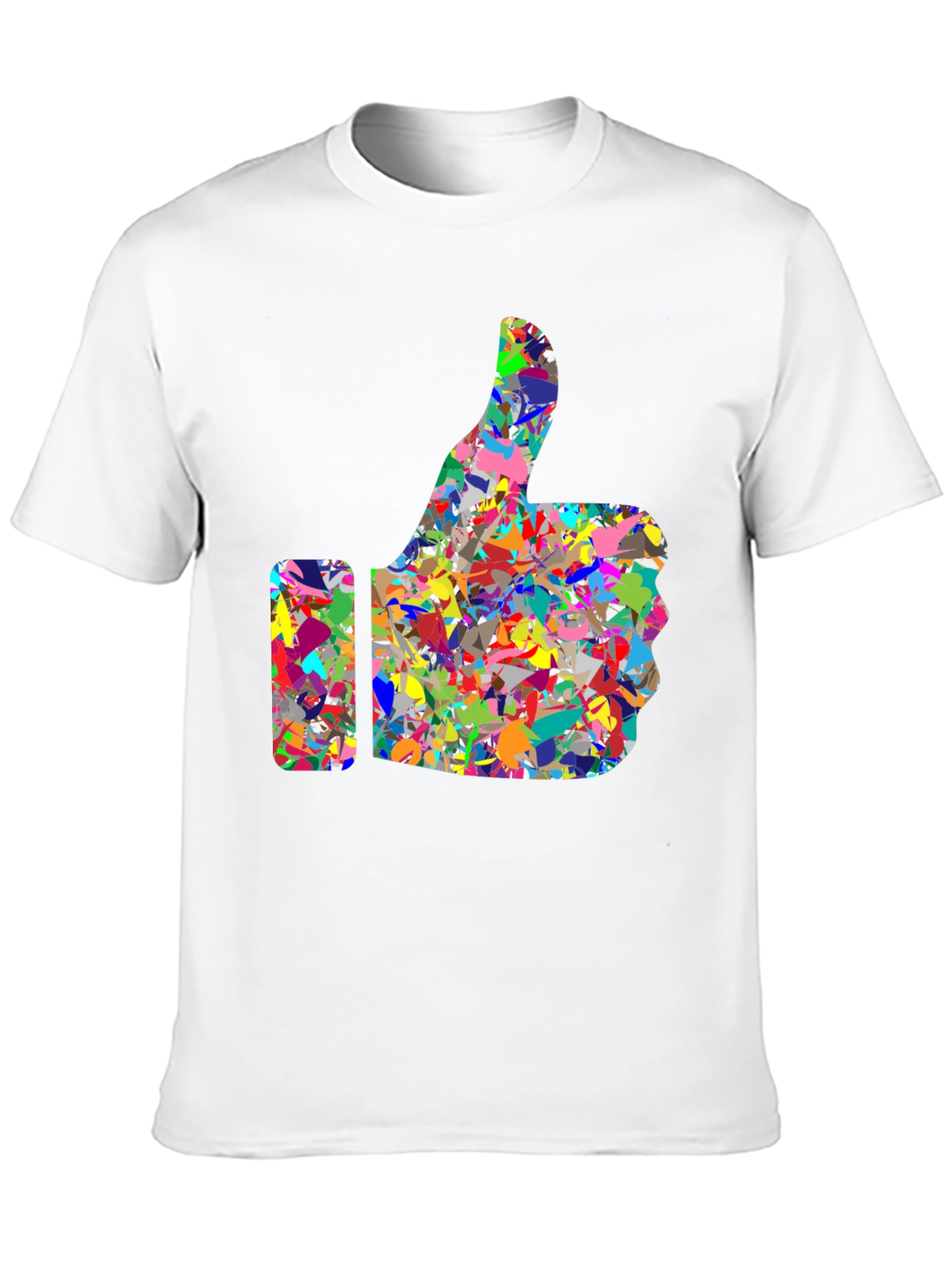 Camiseta Negra con Diseño de Pulgar Arriba Abstracto