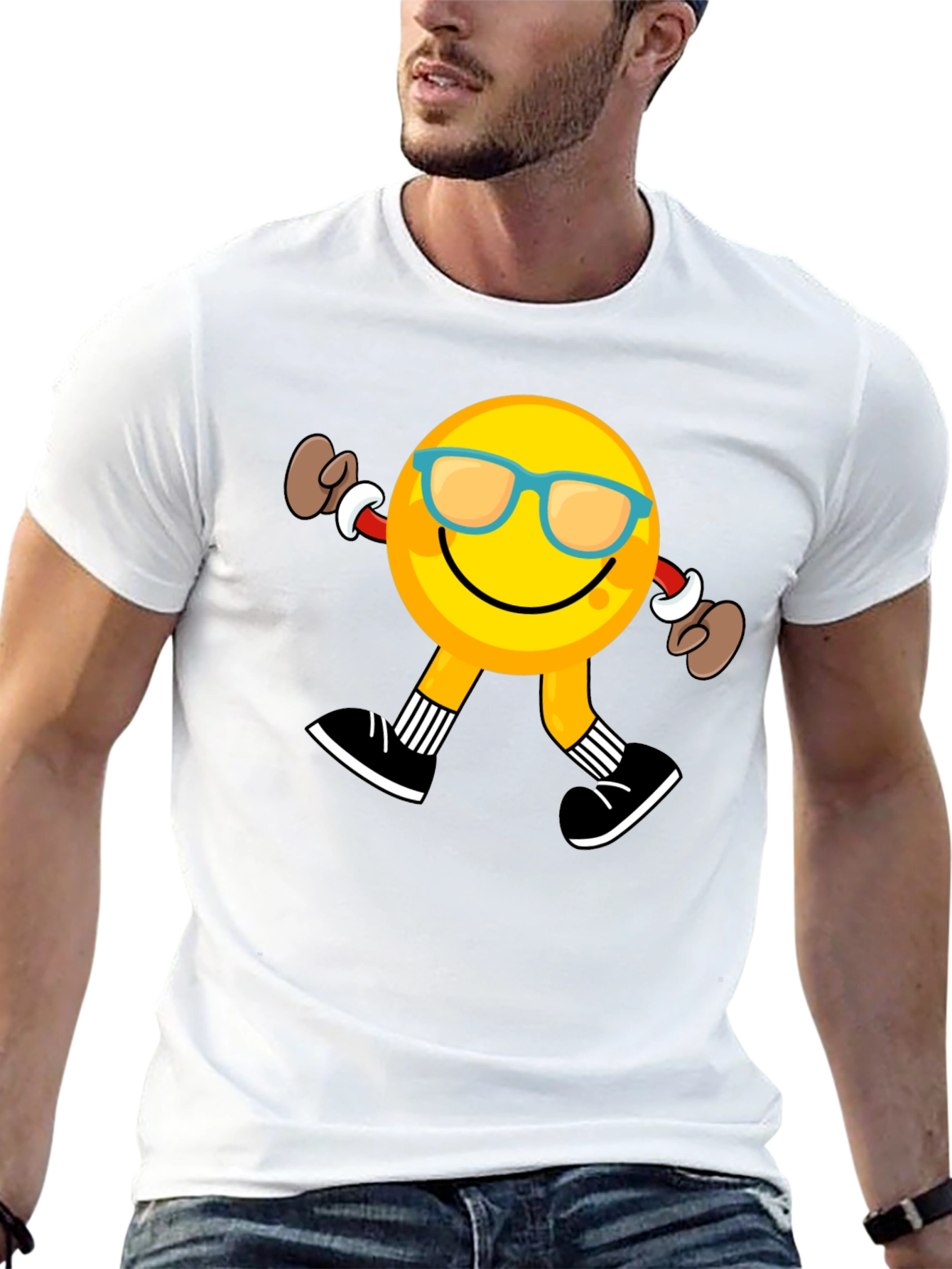 Camiseta Negra con Emoji Caminando