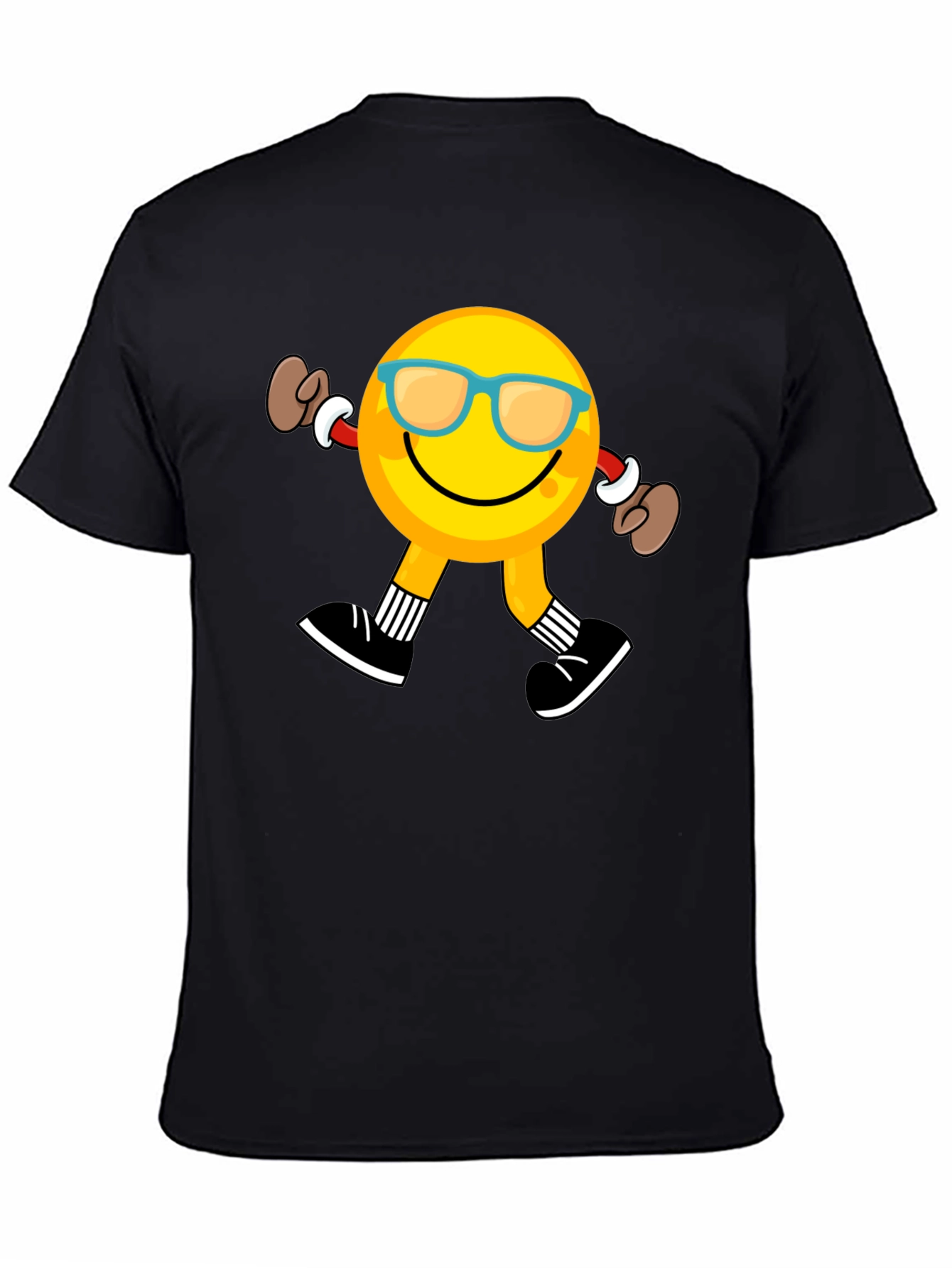Camiseta Negra con Emoji Caminando