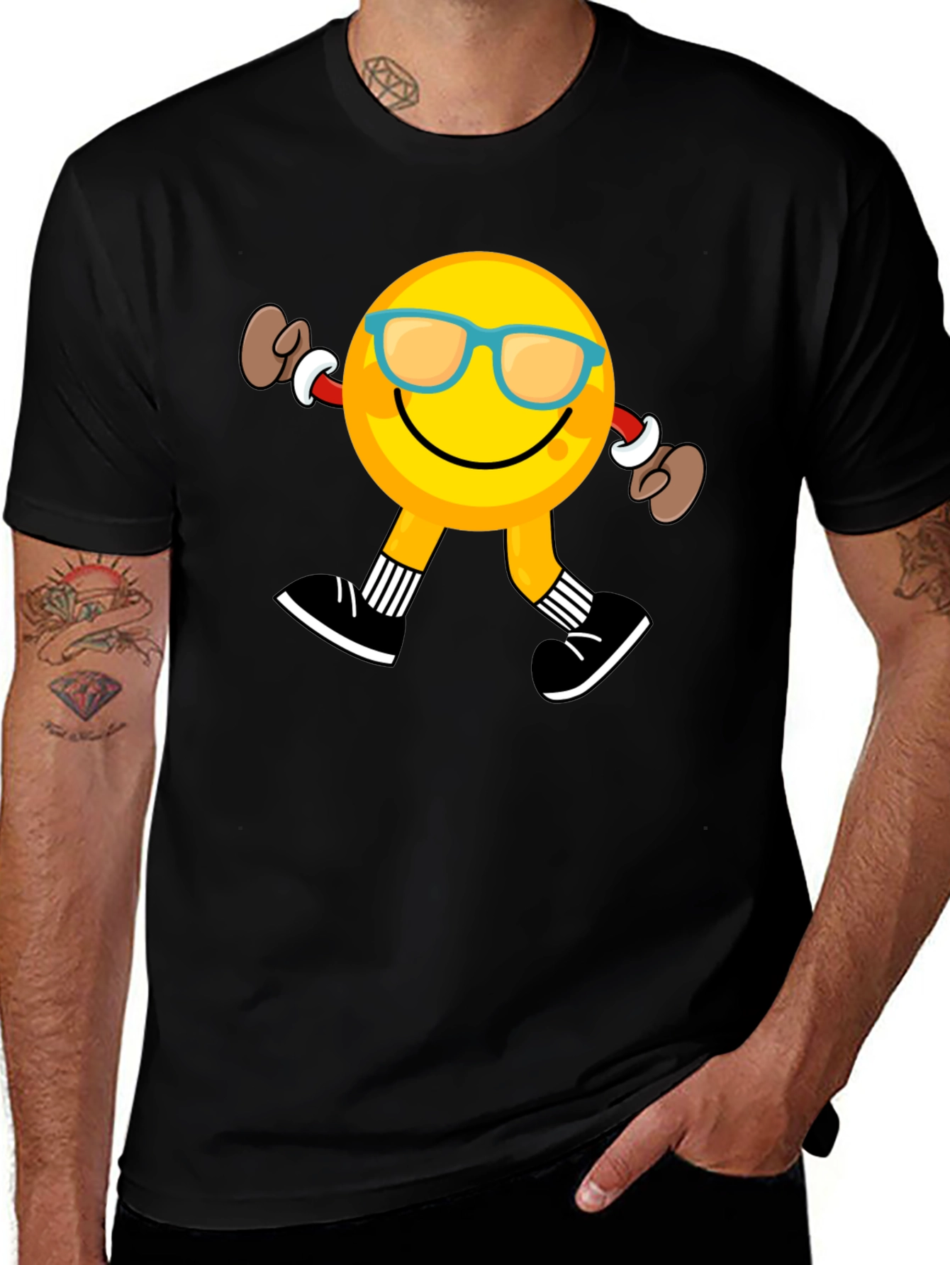 Camiseta Negra con Emoji Caminando