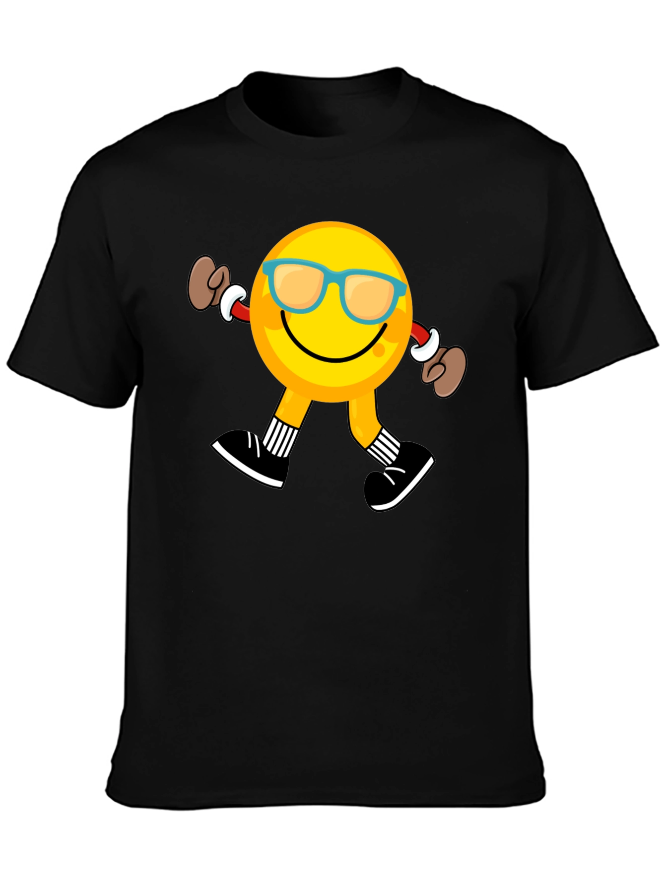 Camiseta Negra con Emoji Caminando