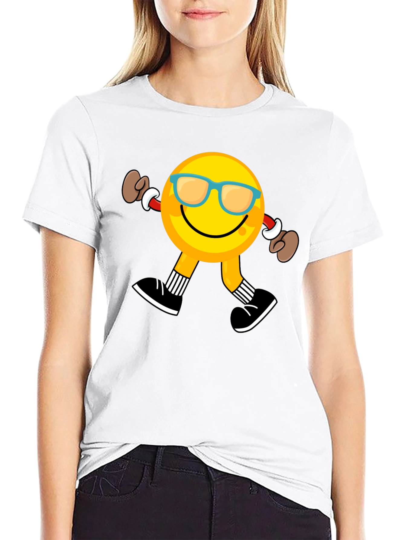 Camiseta Negra con Emoji Caminando