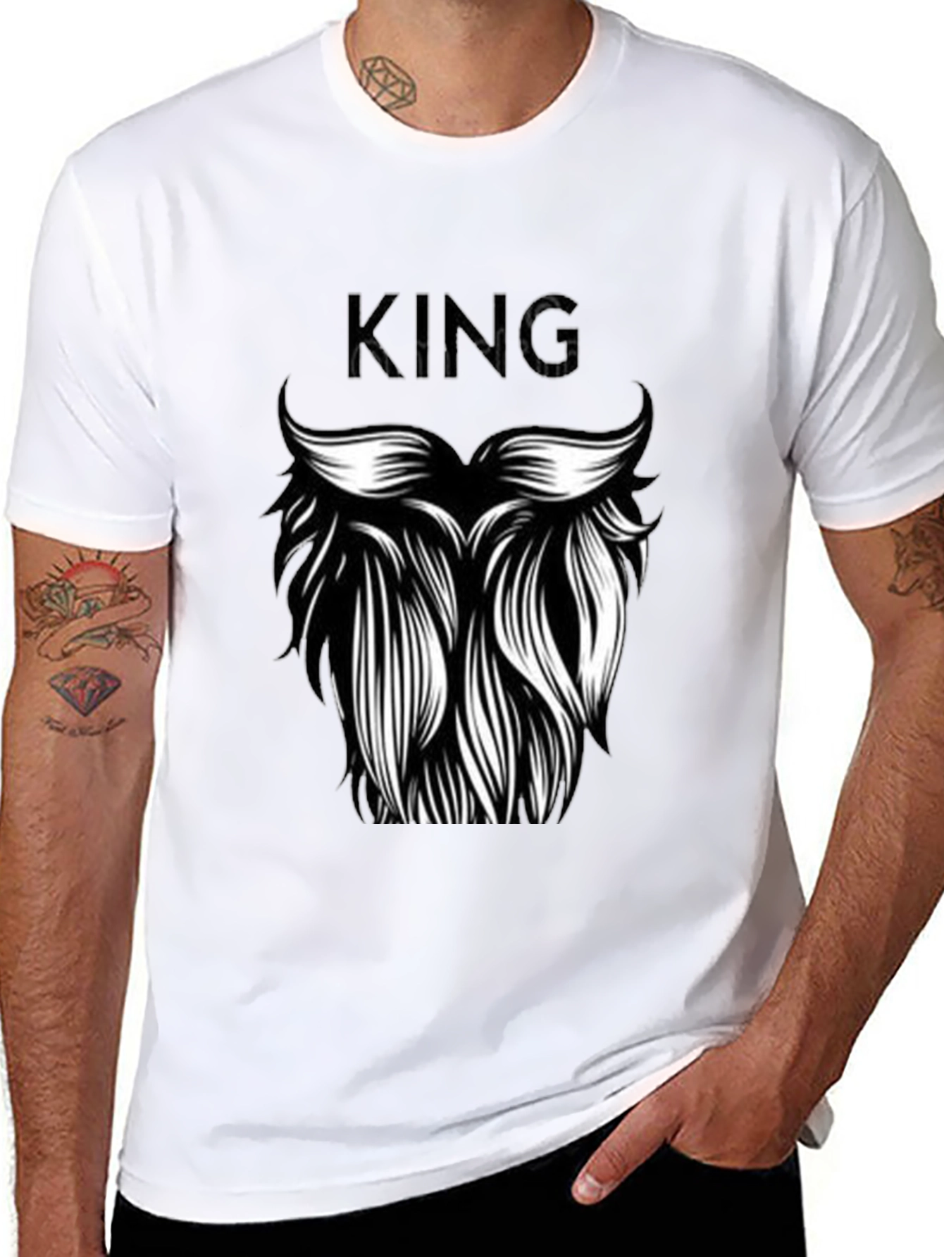 Camiseta Negra Hombre Diseño Rey Barba