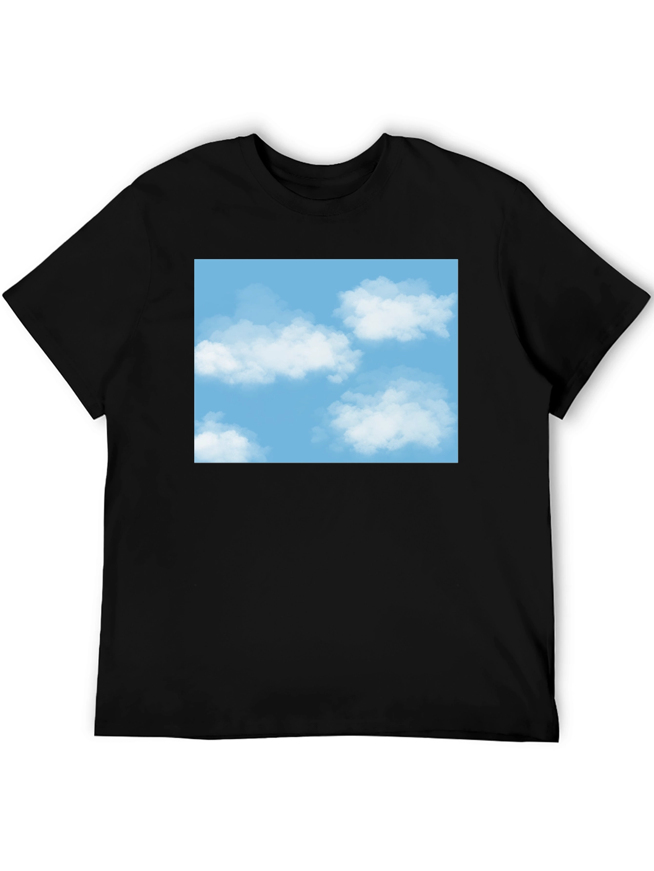Camiseta Negra Cielo Nublado - Diseño Único