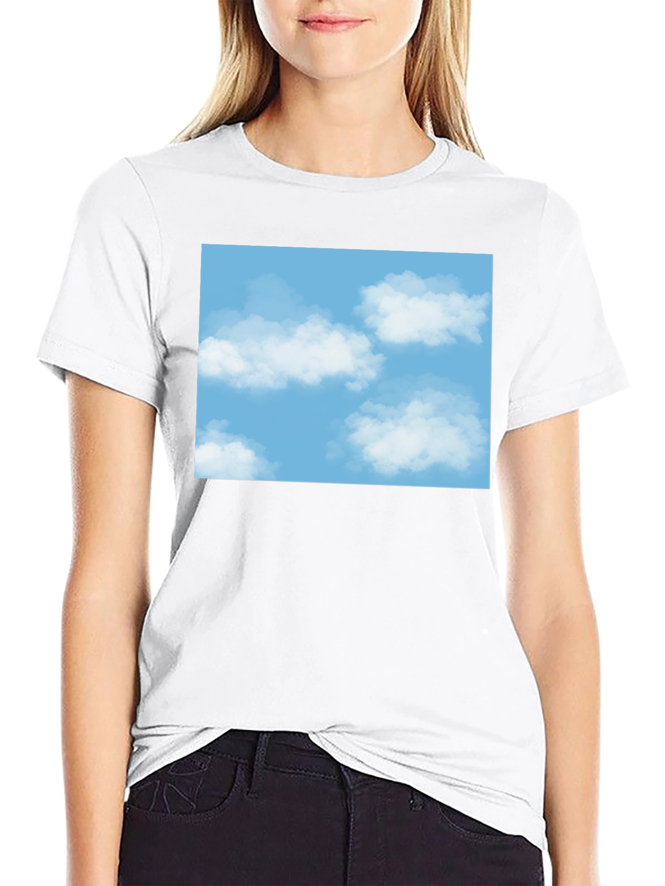 Camiseta Negra Cielo Nublado - Diseño Único