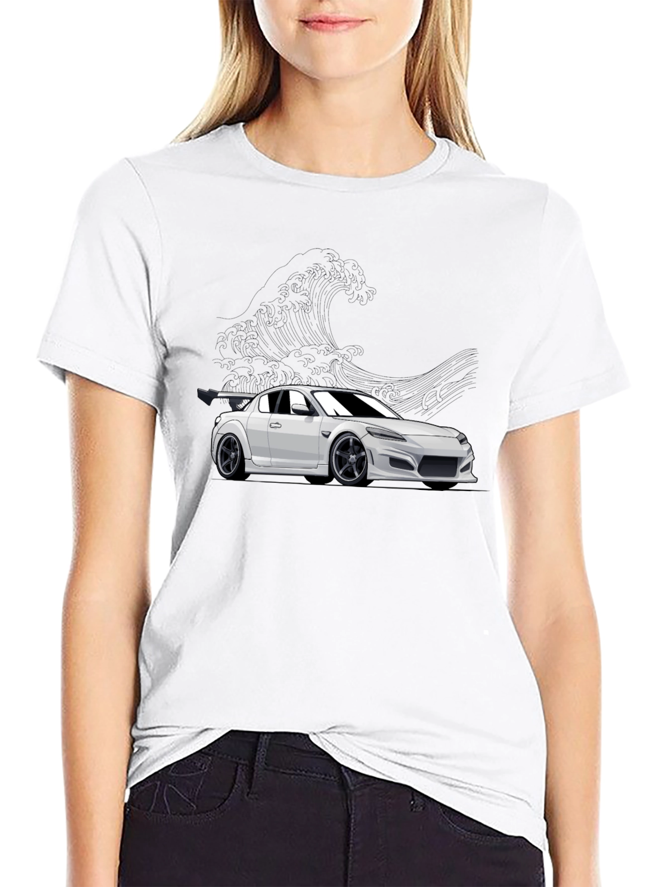 Camiseta Negra con Diseño de Coche Deportivo
