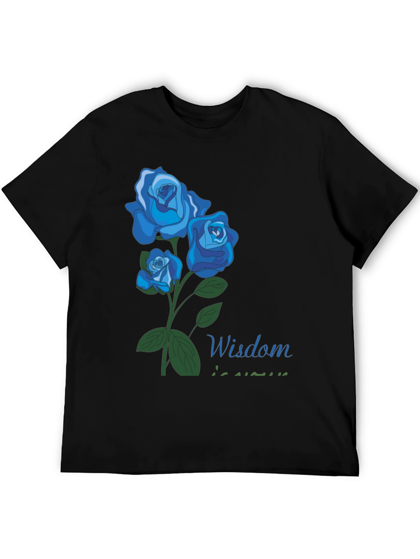 Camiseta Negra con Diseño Floral Sabiduría