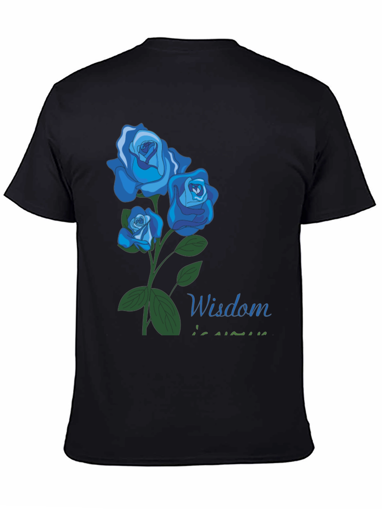 Camiseta Negra con Diseño Floral Sabiduría