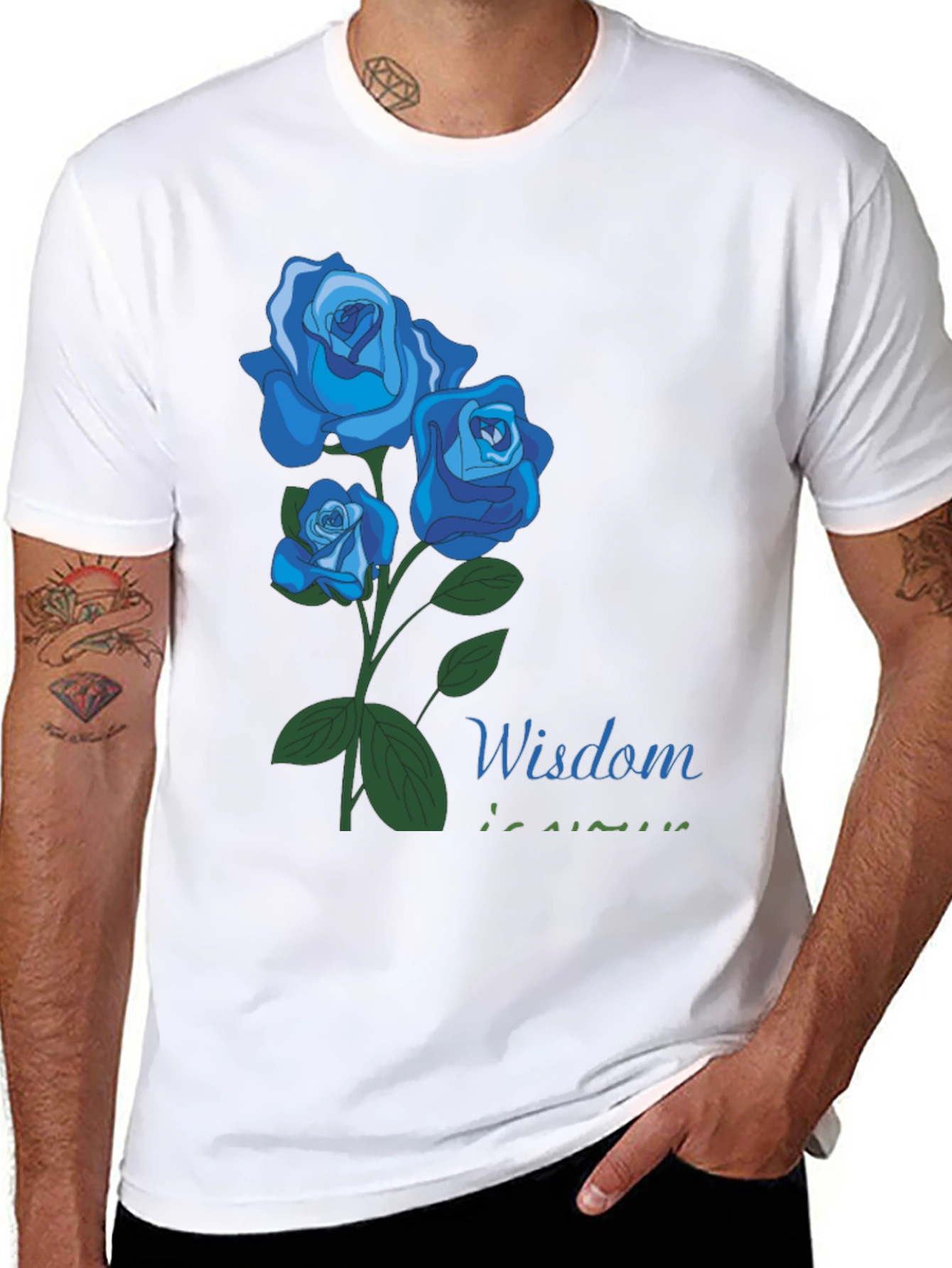 Camiseta Negra con Diseño Floral Sabiduría