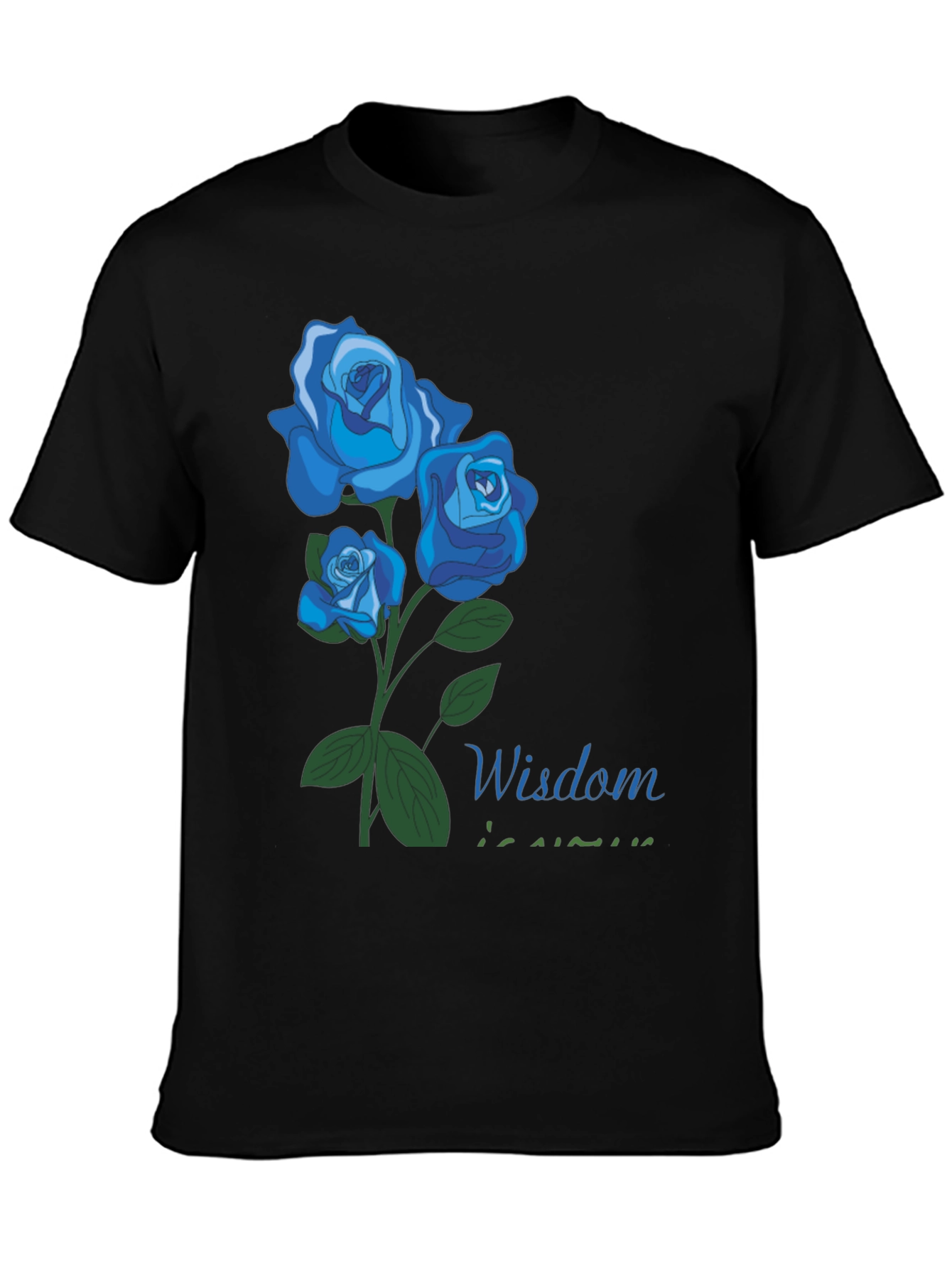 Camiseta Negra con Diseño Floral Sabiduría
