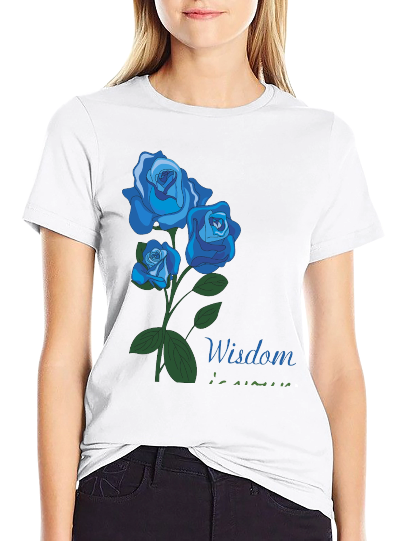 Camiseta Negra con Diseño Floral Sabiduría