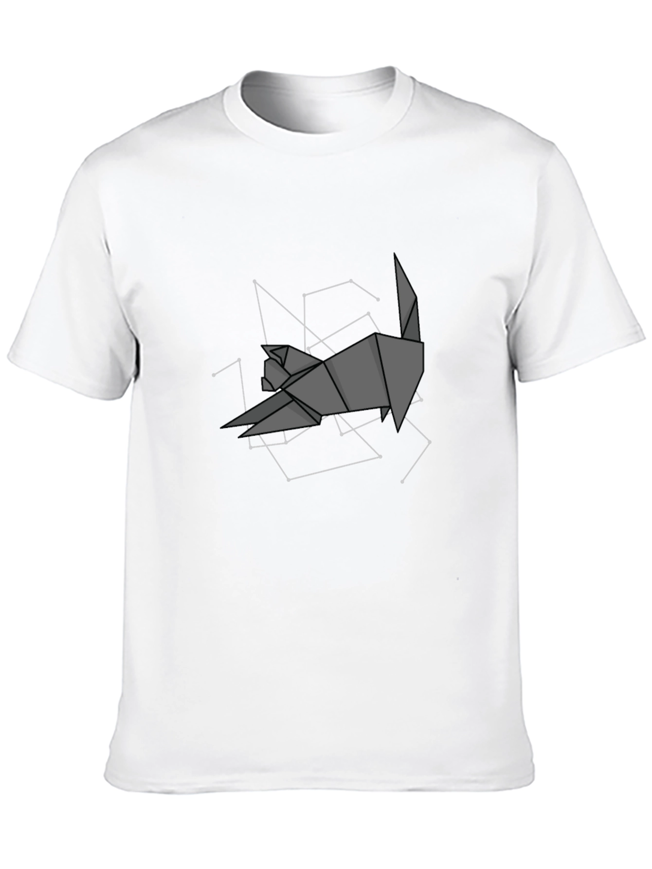 Camiseta Negra Origami Gato Constelación