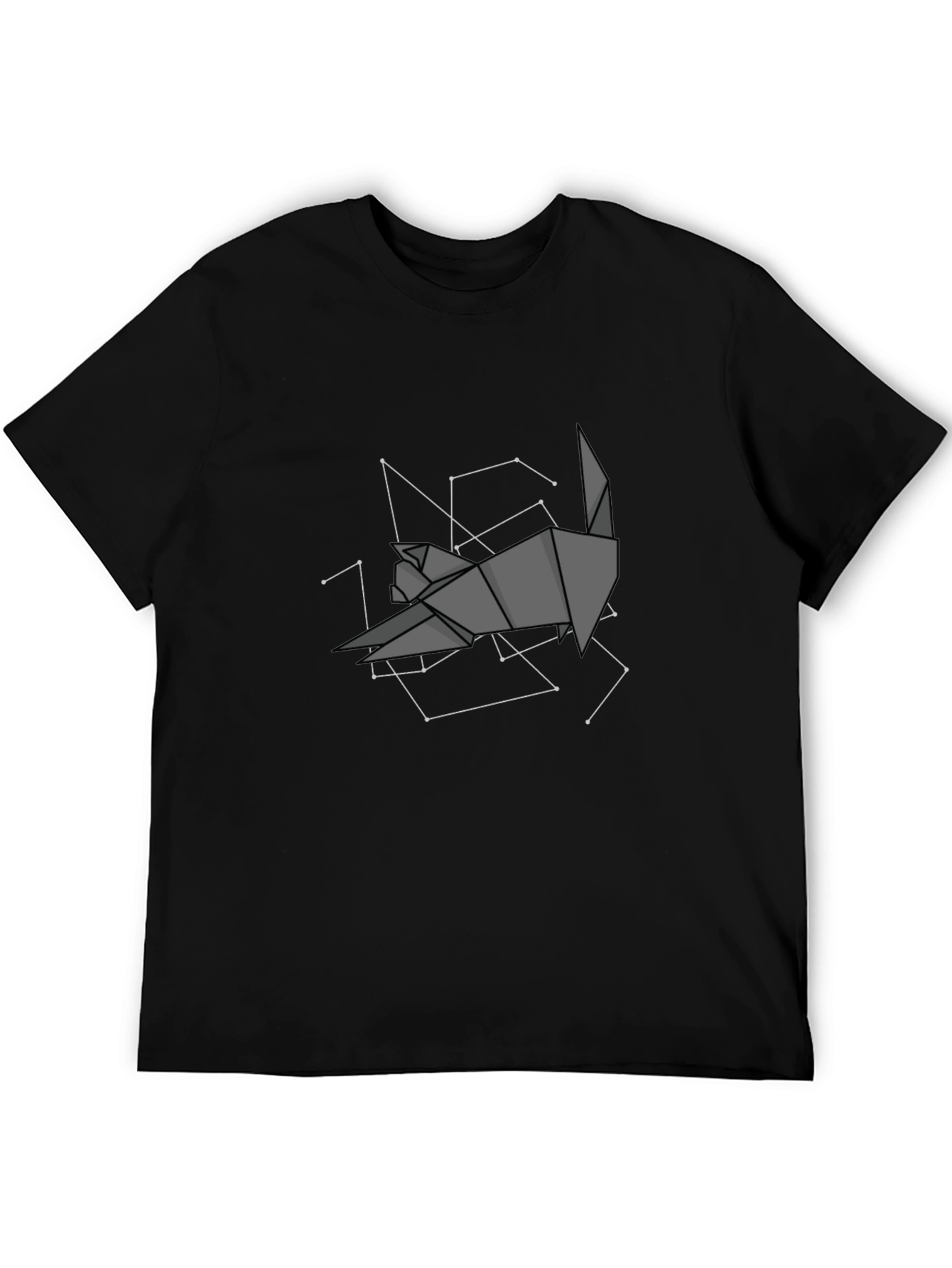 Camiseta Negra Origami Gato Constelación