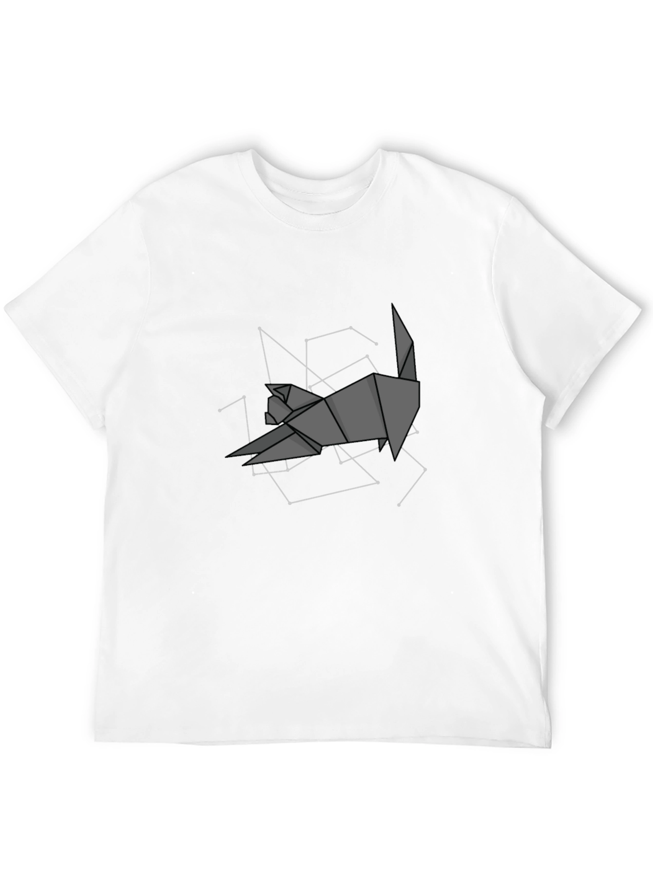 Camiseta Negra Origami Gato Constelación