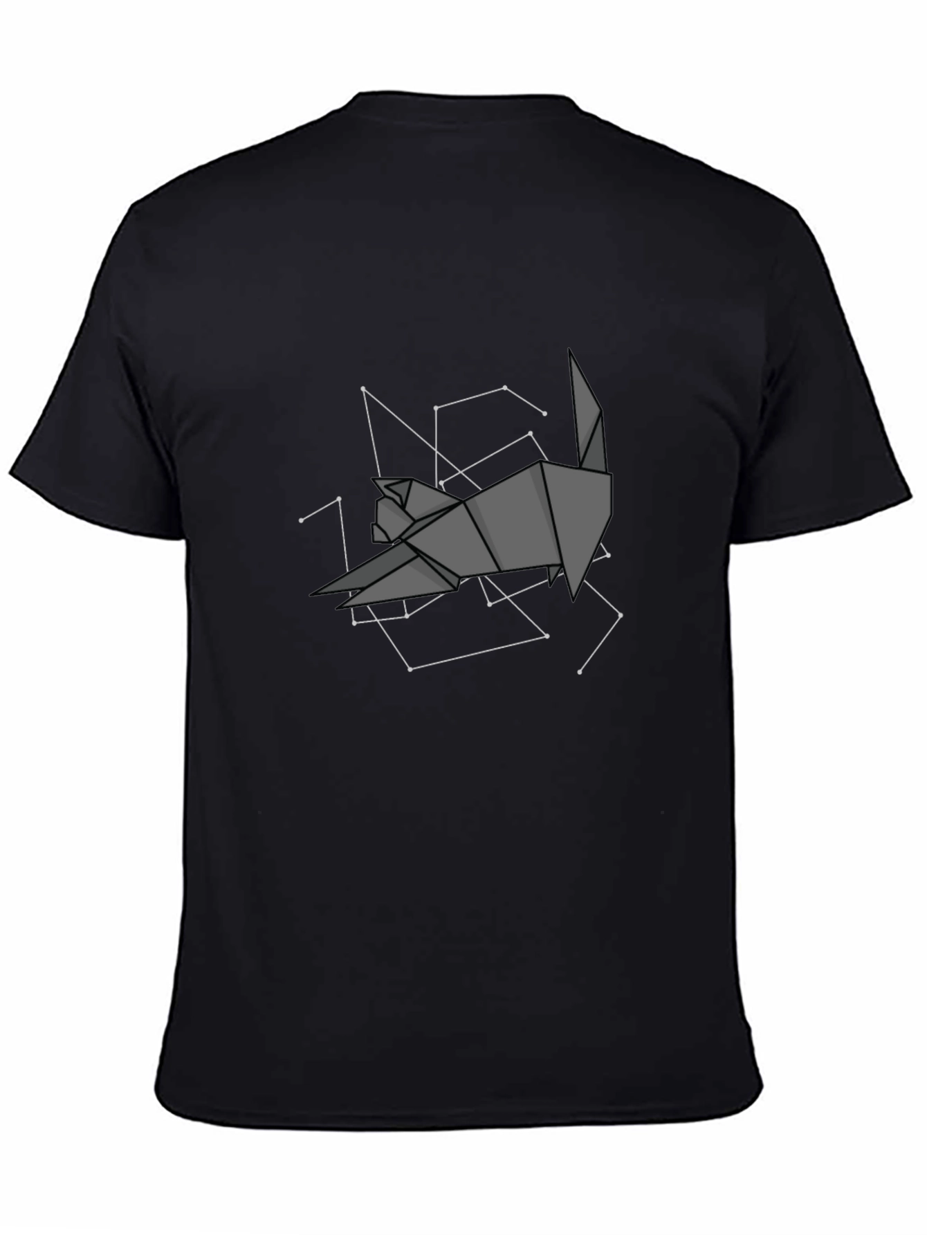 Camiseta Negra Origami Gato Constelación