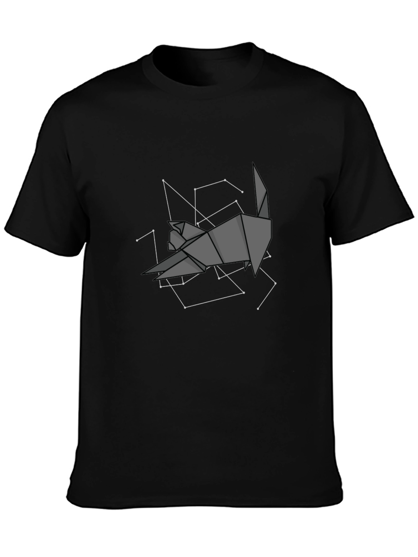 Camiseta Negra Origami Gato Constelación