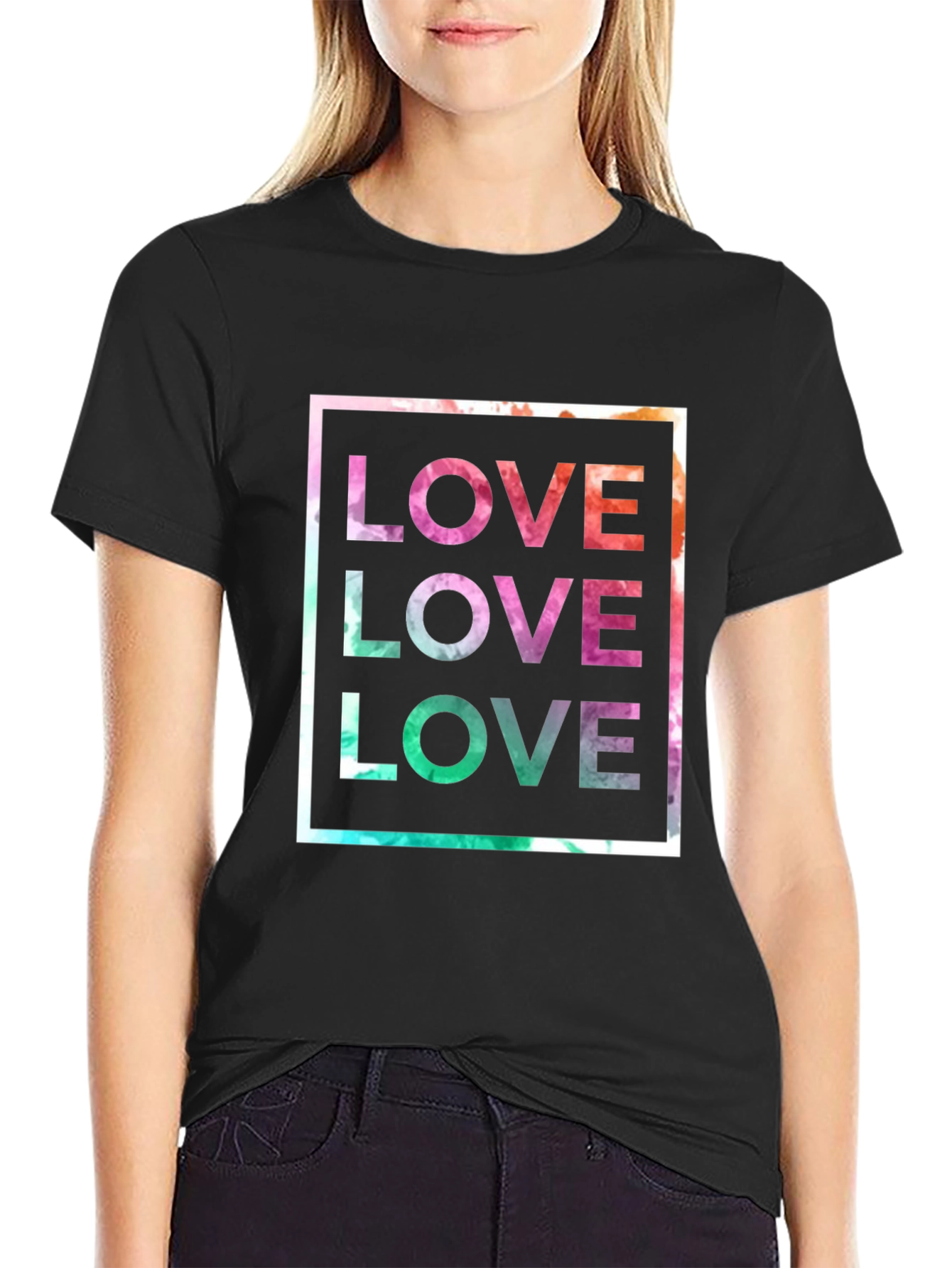 Camiseta Negra Amor Abstracto para Hombre