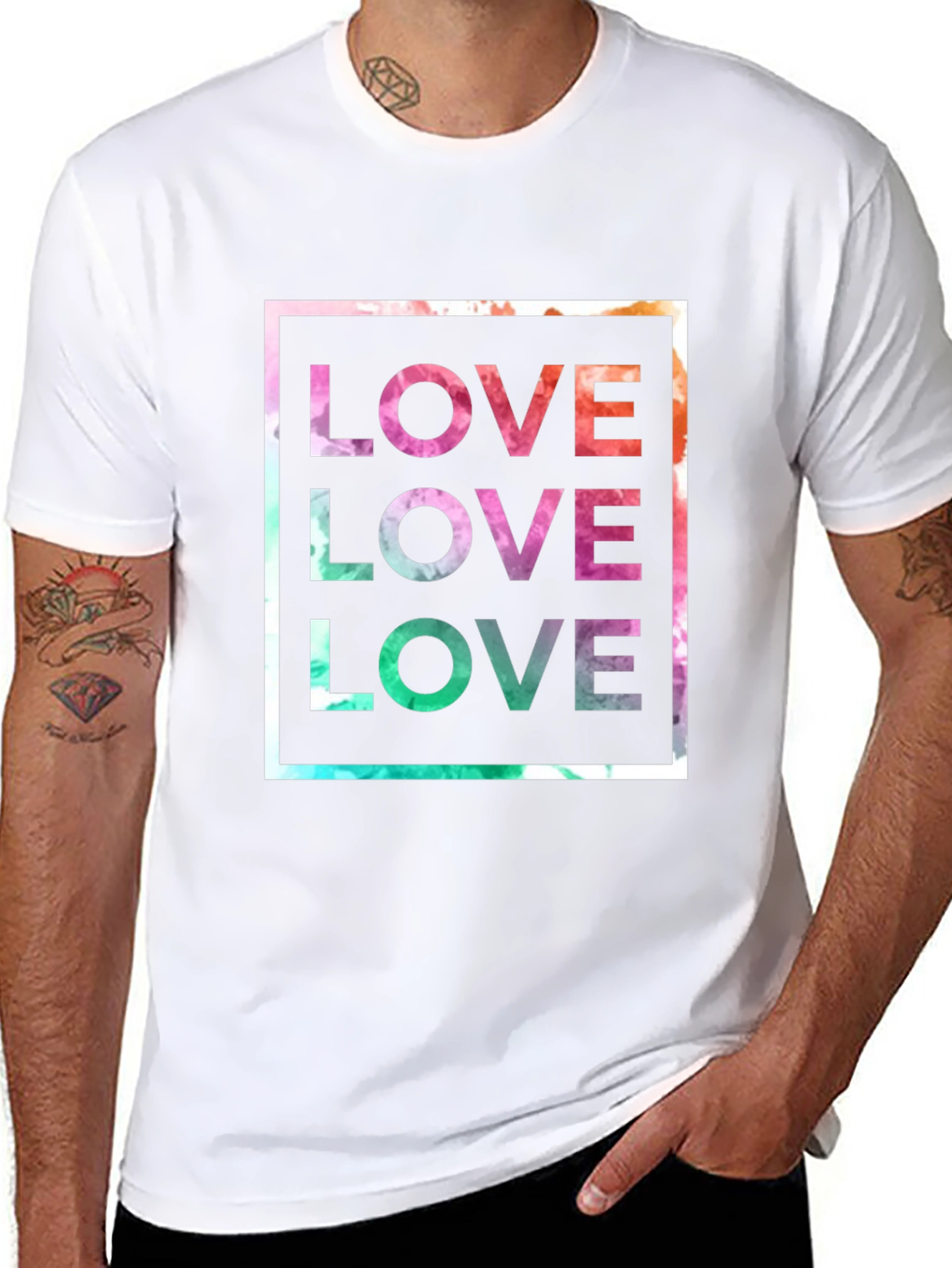 Camiseta Negra Amor Abstracto para Hombre
