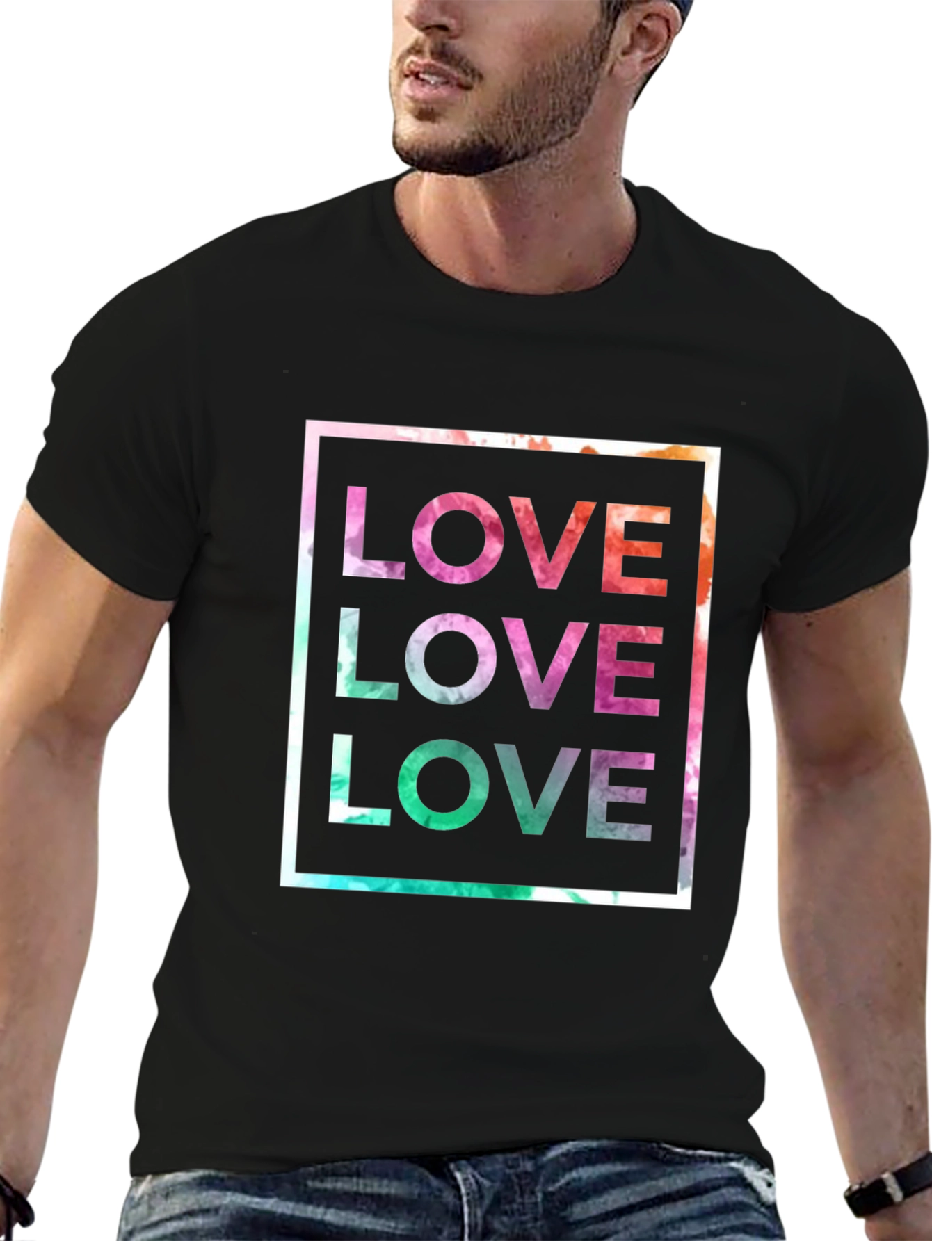 Camiseta Negra Amor Abstracto para Hombre