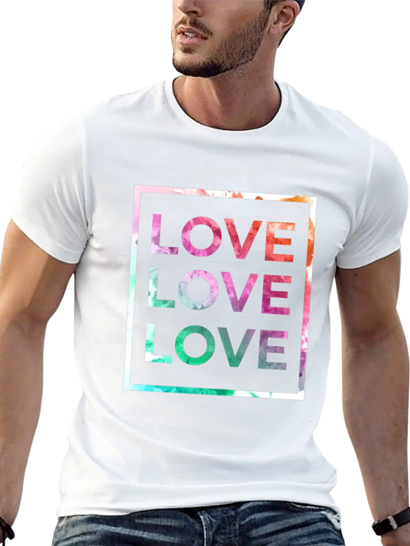 Camiseta Negra Amor Abstracto para Hombre