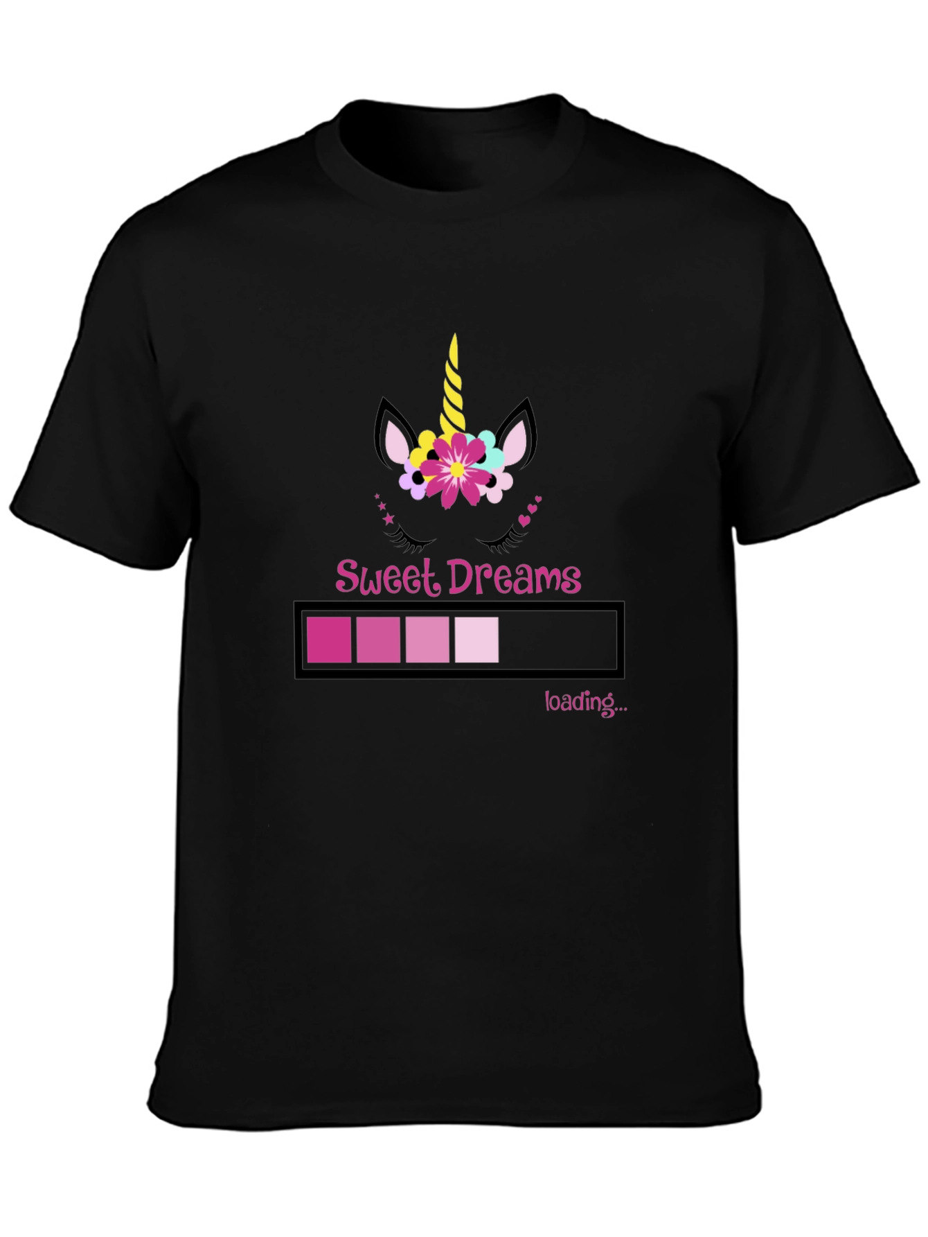Camiseta Negra Sweet Dreams Unicornio
