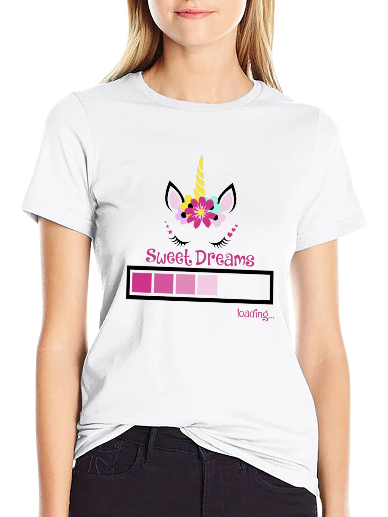 Camiseta Negra Sweet Dreams Unicornio