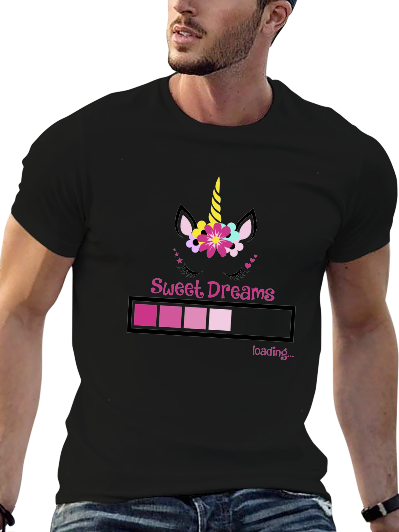 Camiseta Negra Sweet Dreams Unicornio