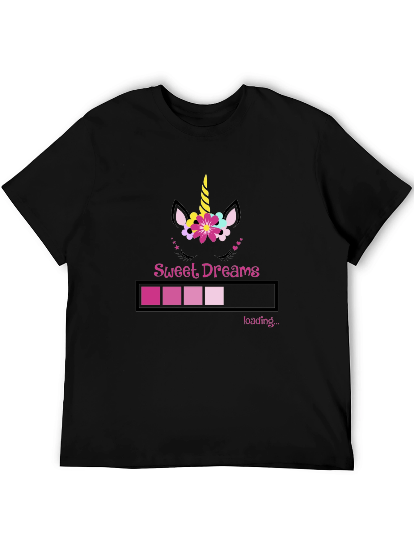 Camiseta Negra Sweet Dreams Unicornio