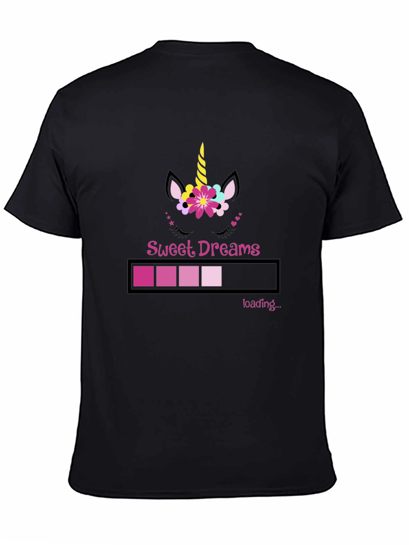 Camiseta Negra Sweet Dreams Unicornio