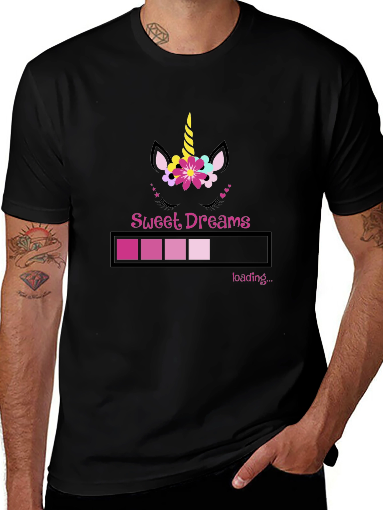 Camiseta Negra Sweet Dreams Unicornio