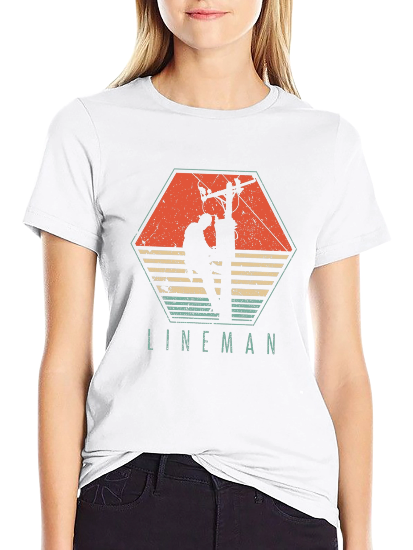 Camiseta Hombre Liniero Eléctrico Retro