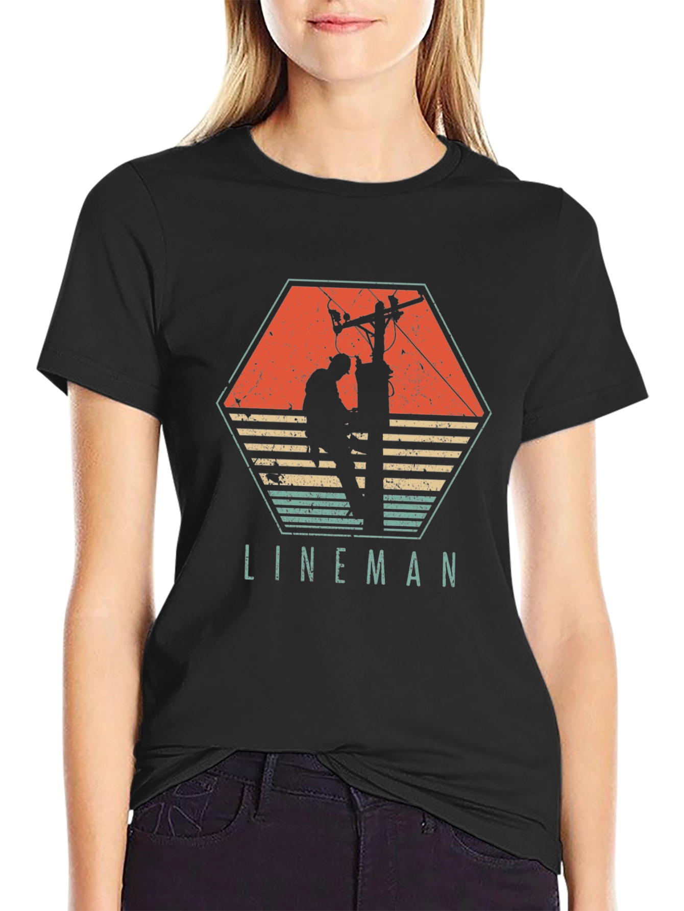 Camiseta Hombre Liniero Eléctrico Retro