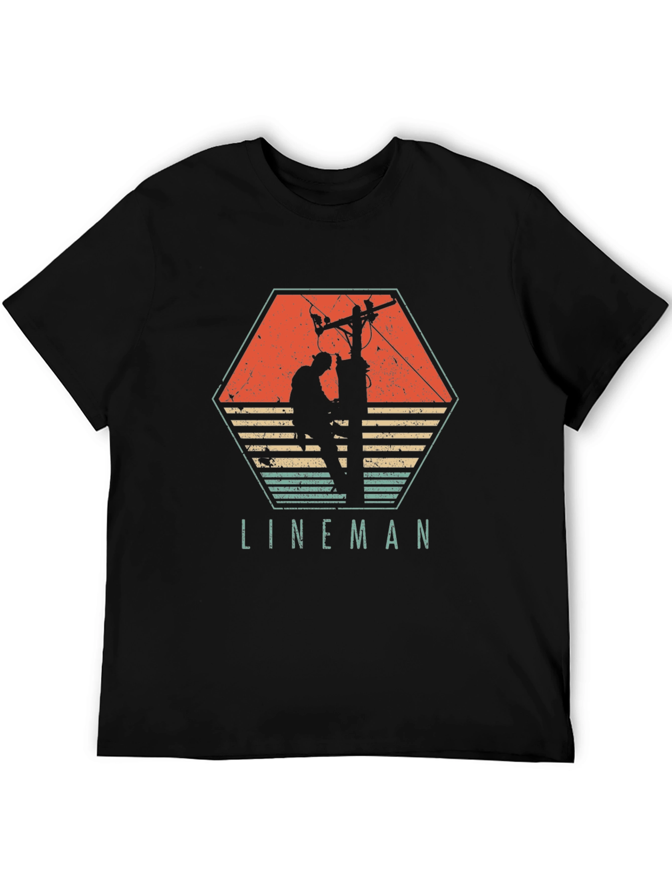 Camiseta Hombre Liniero Eléctrico Retro
