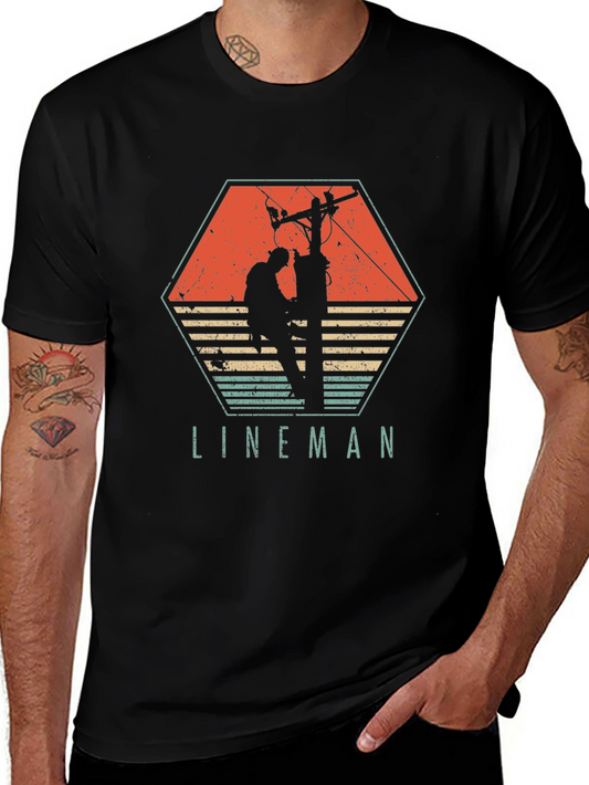 Camiseta Hombre Liniero Eléctrico Retro