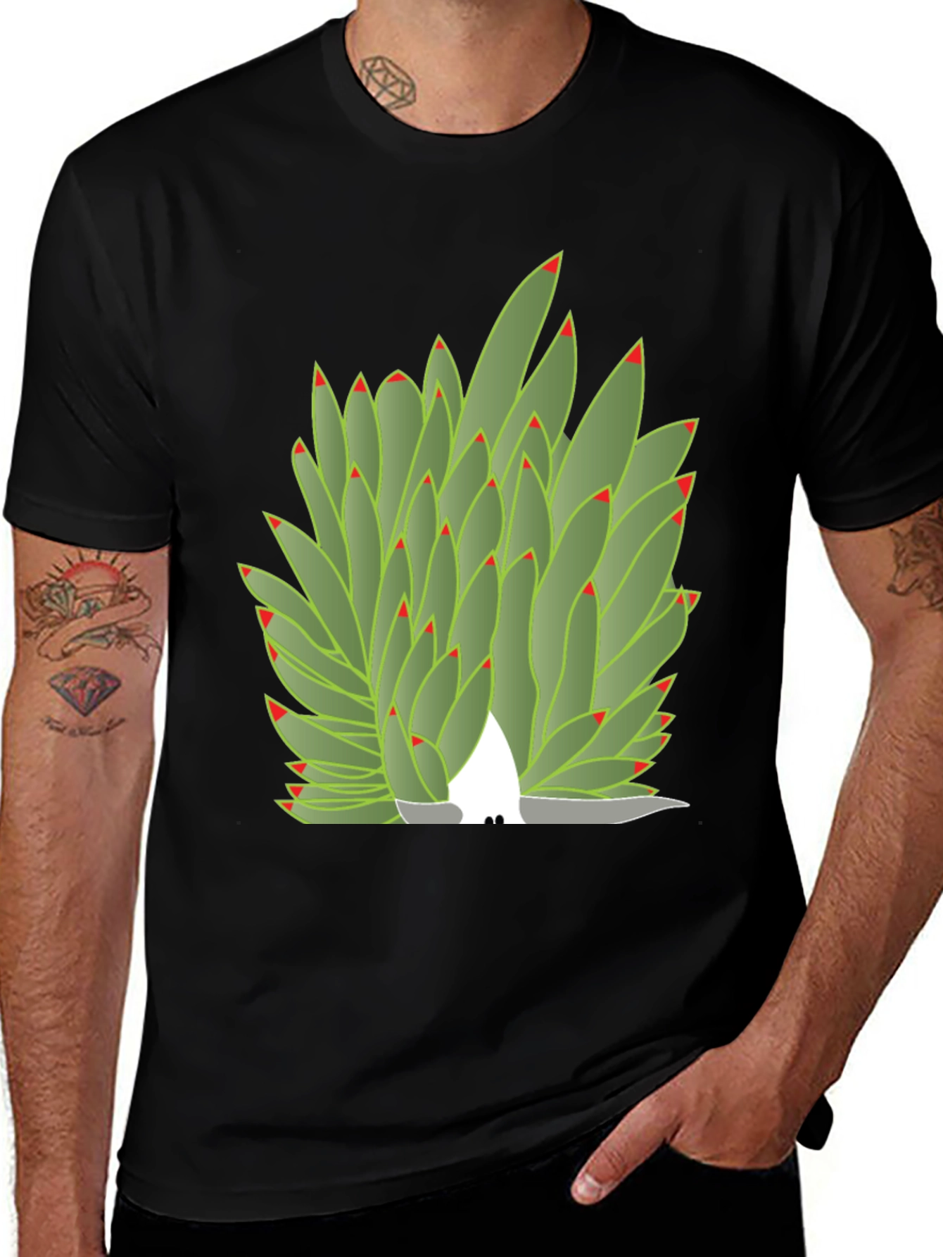 Camiseta Negra con Diseño de Agave