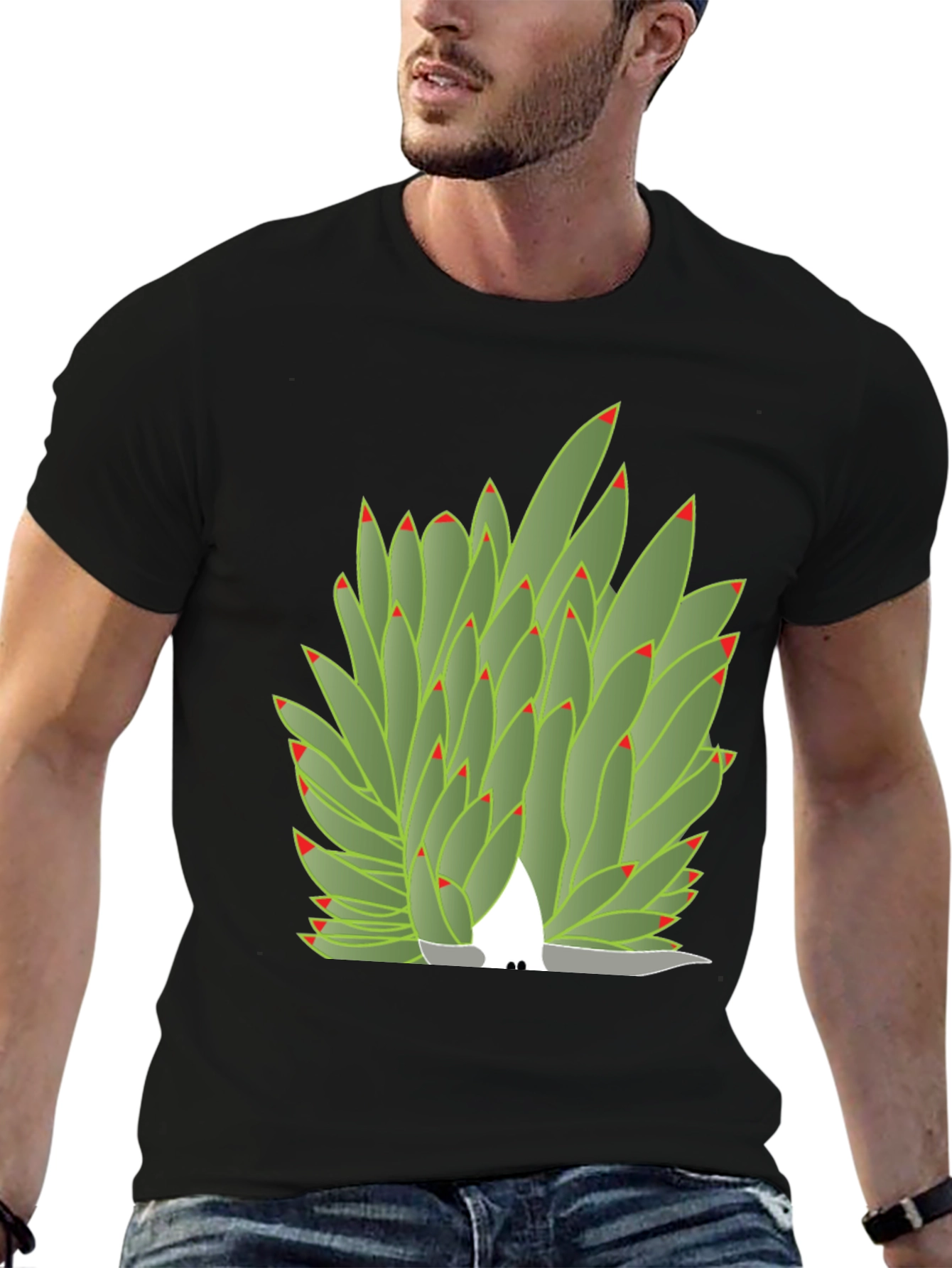 Camiseta Negra con Diseño de Agave