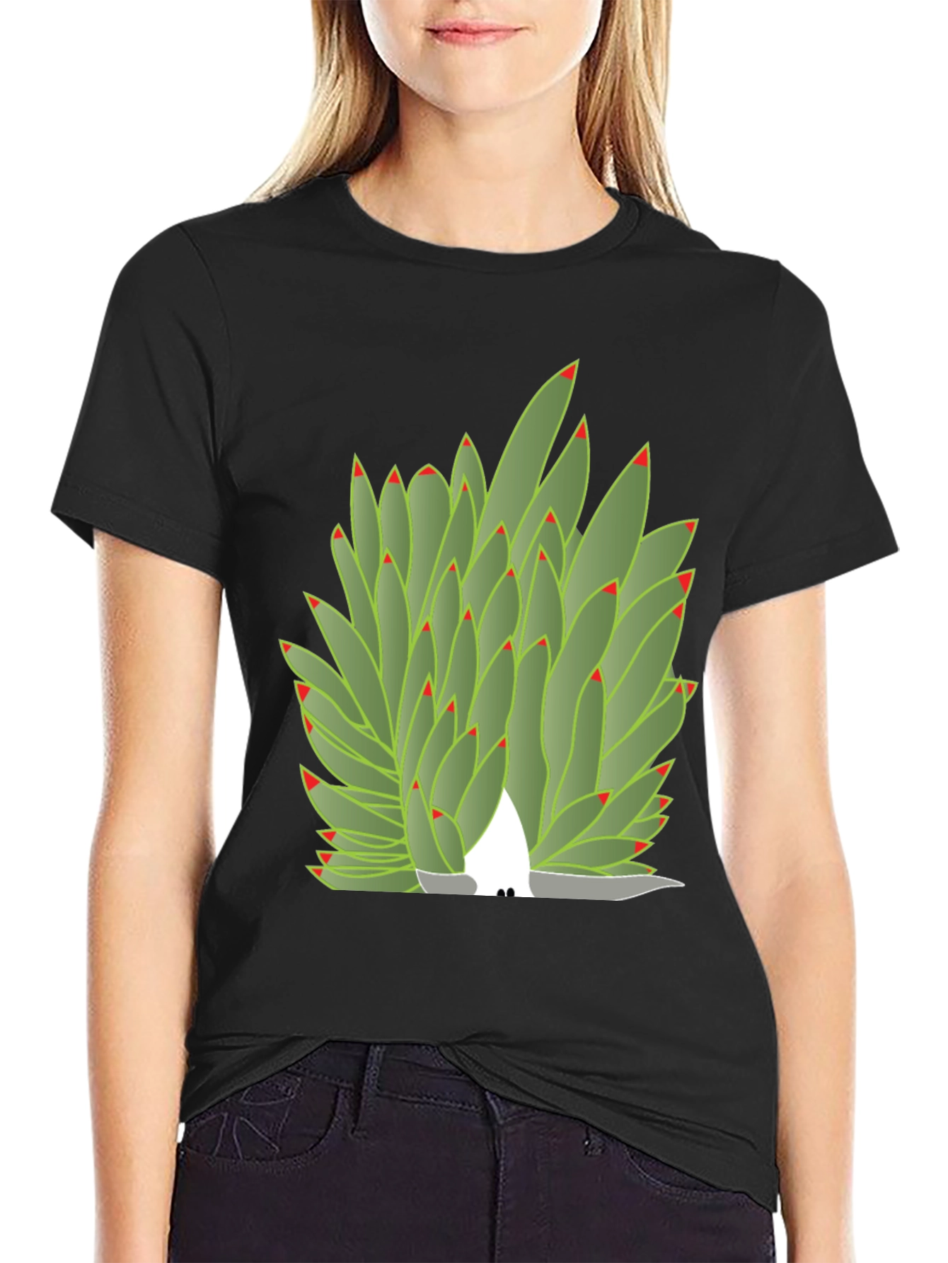 Camiseta Negra con Diseño de Agave