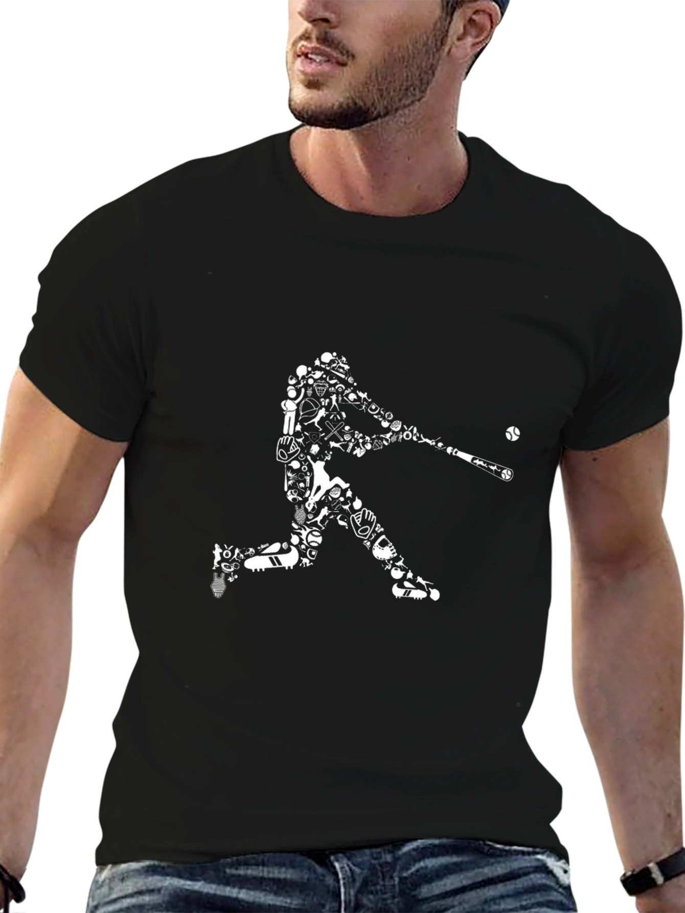 Camiseta Negra Estampado Béisbol Original