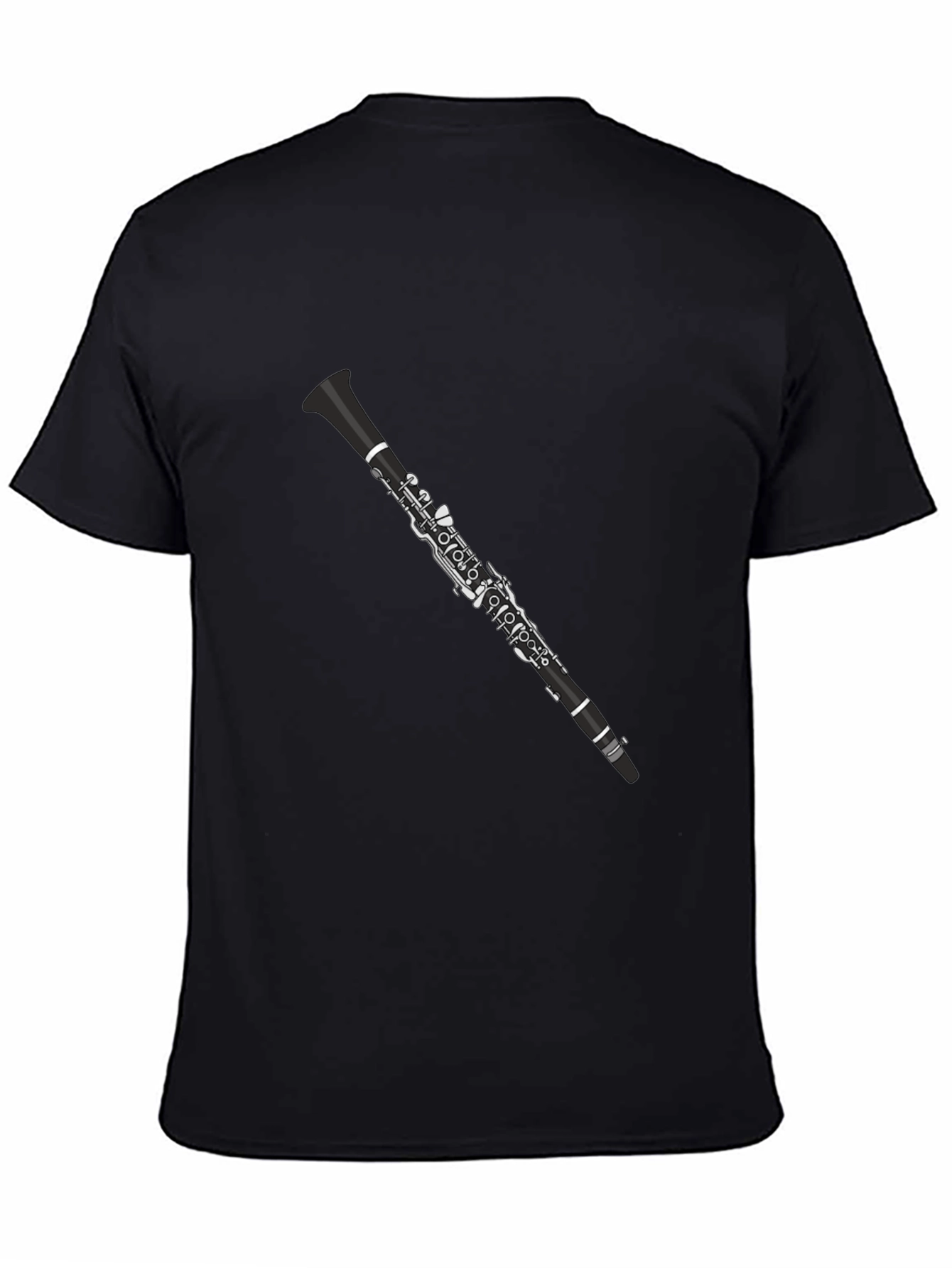 Camiseta Negra con Diseño de Clarinete para Músicos