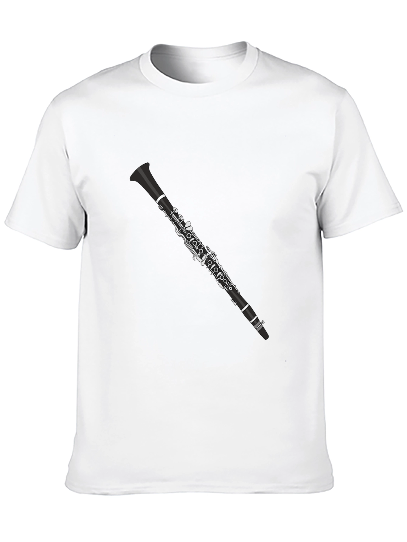 Camiseta Negra con Diseño de Clarinete para Músicos